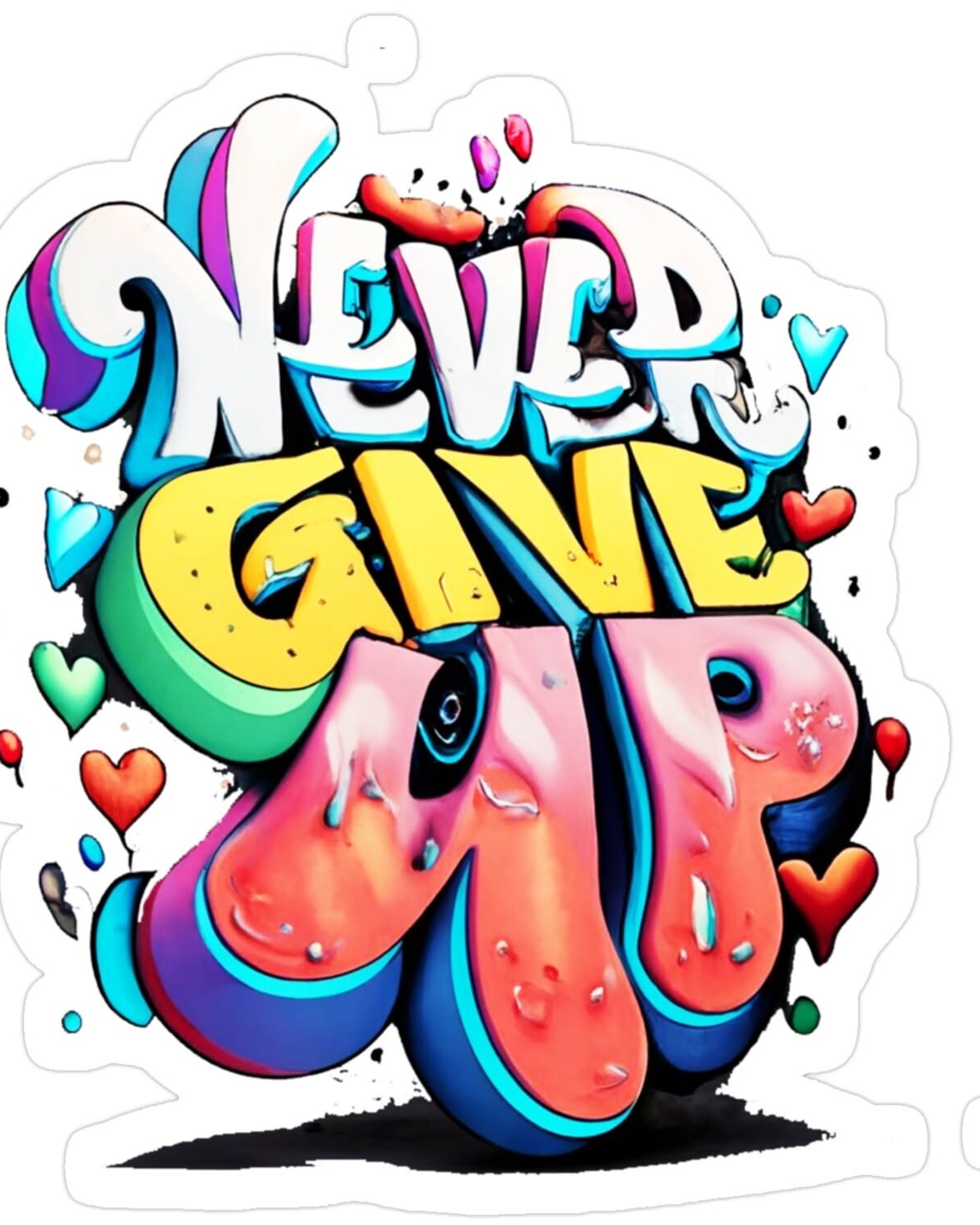 Never Give Up Graffiti Sticker
