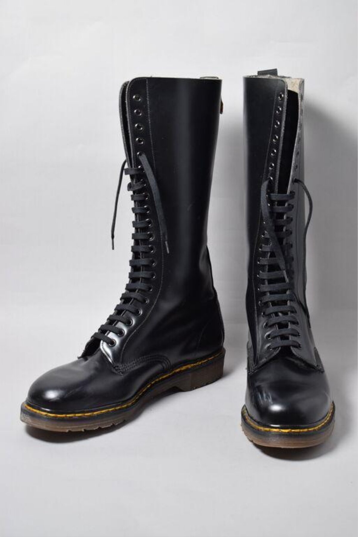 Pair of Black Tall Lace-up Leather Boots