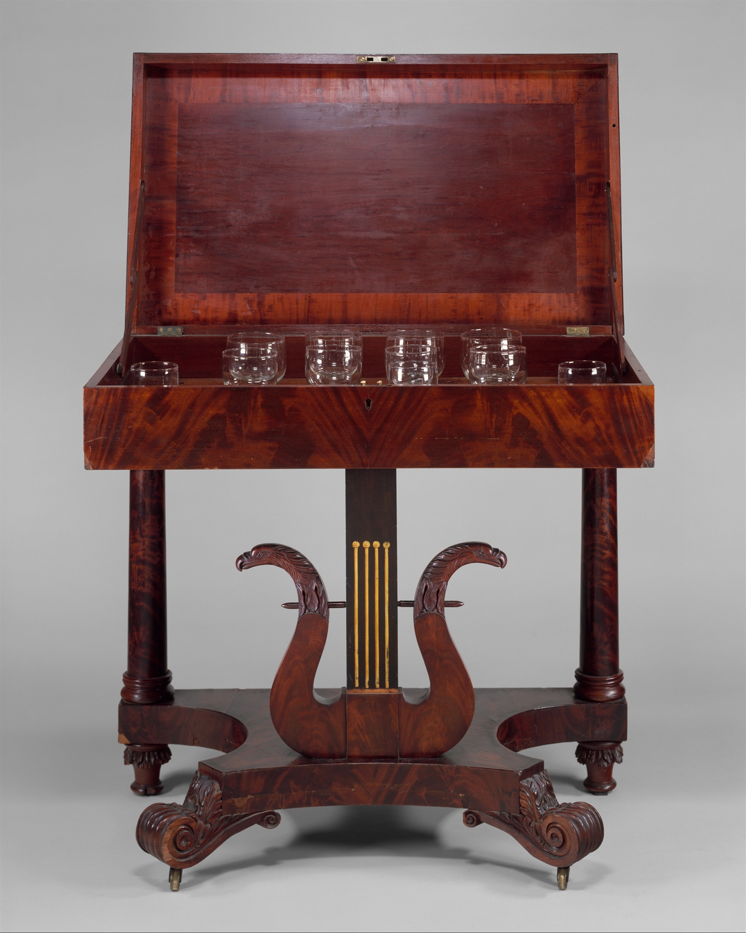 Antique Eagle-Carved Mahogany Liquor Table