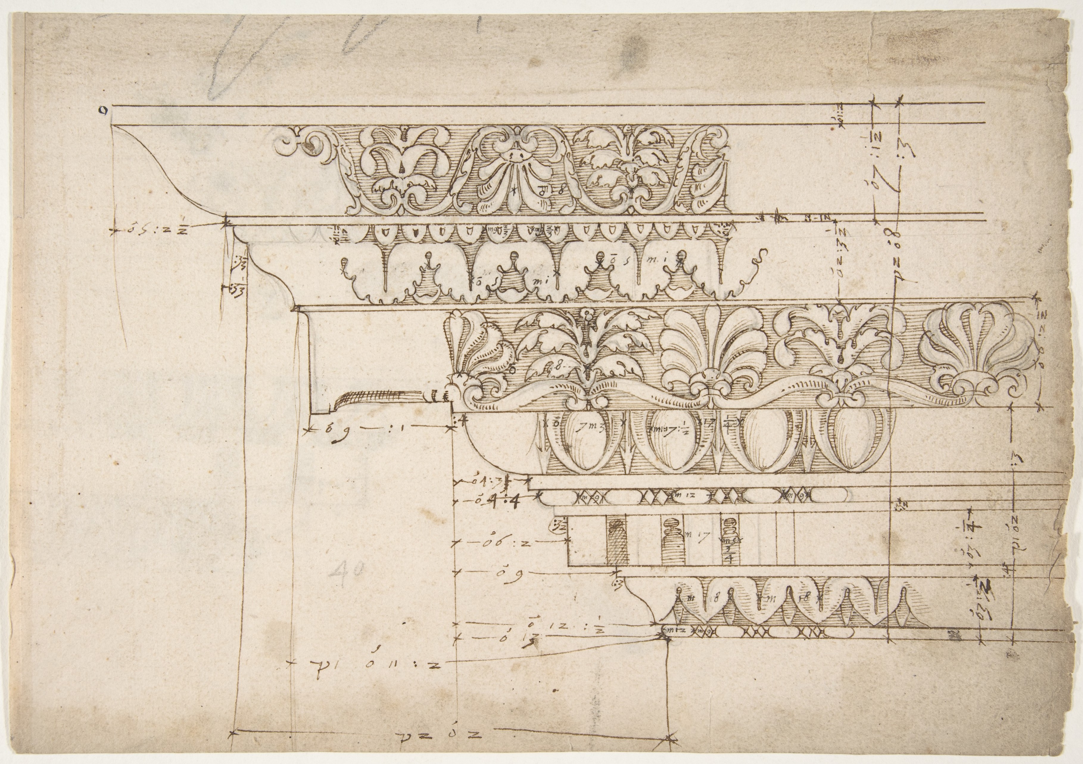 Architectural Drawing of Ornate Cornice