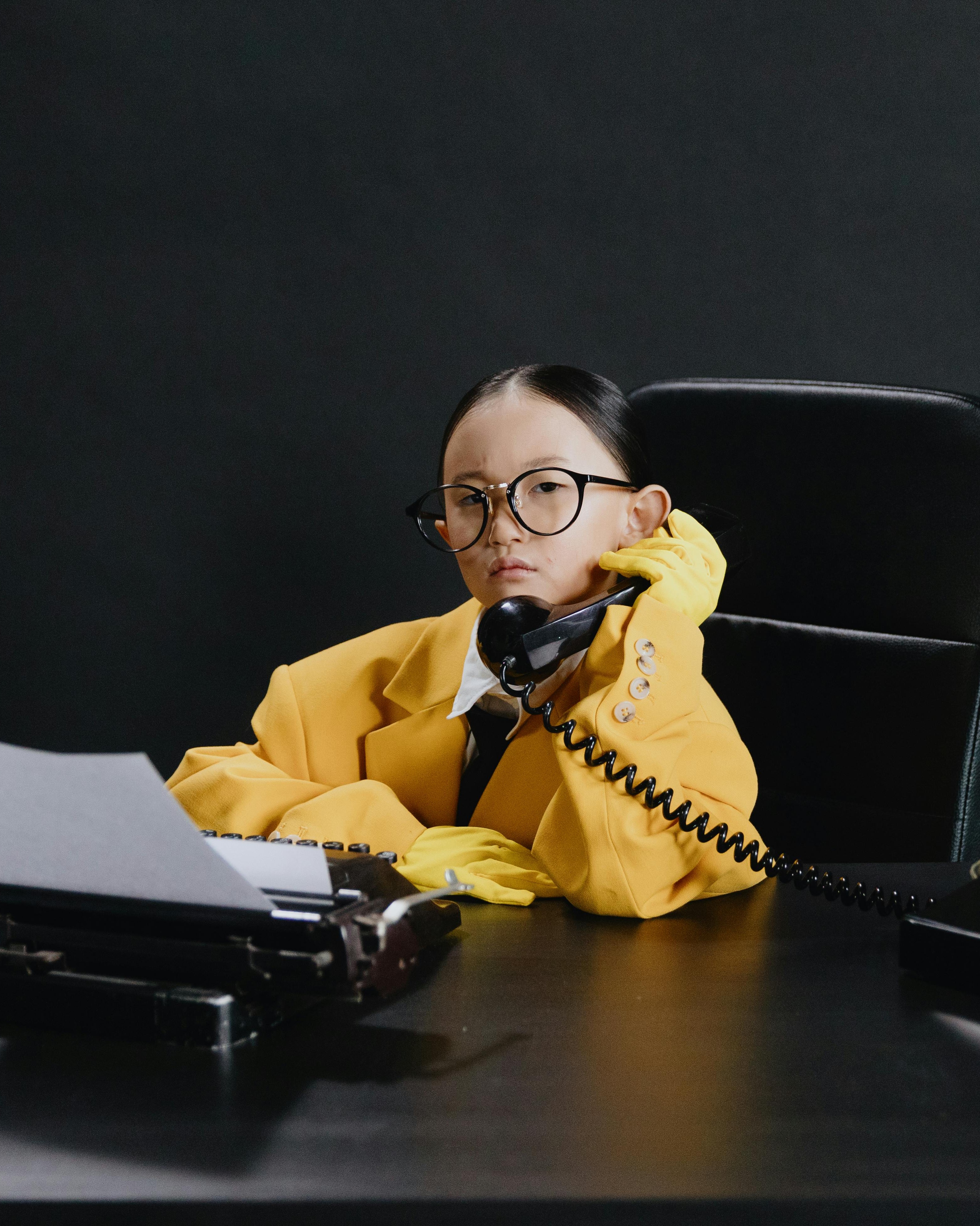 Child Dressed As Office Secretary