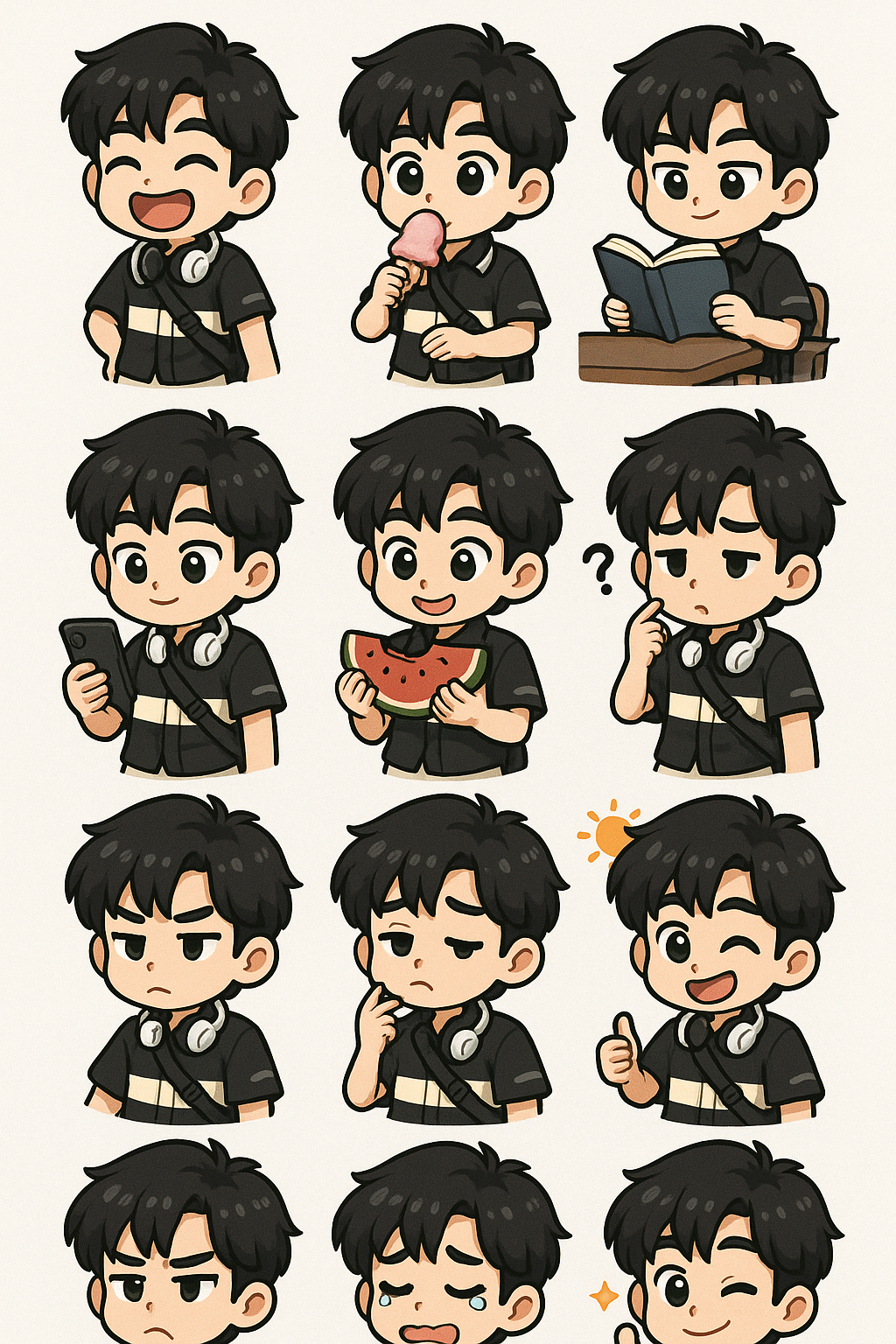 Chibi Boy Expression and Action Stickers