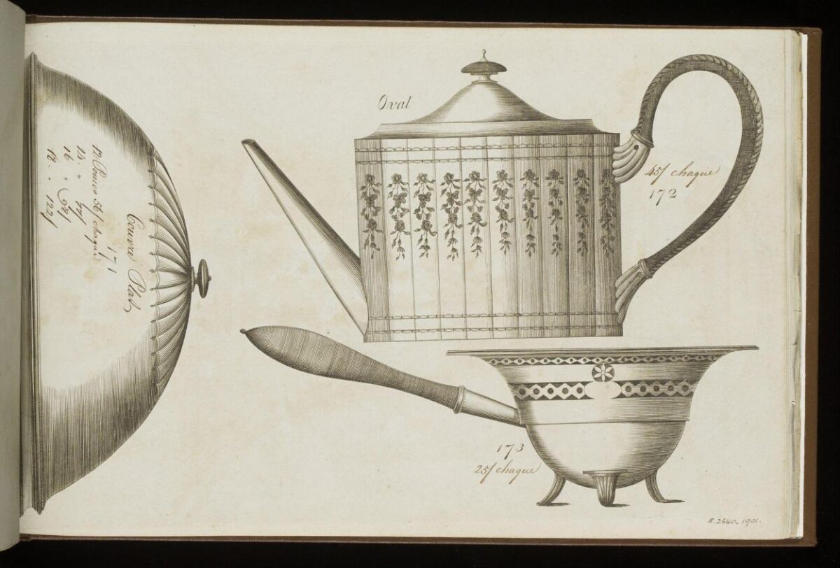 Antique Silver Teaware Design Engraving