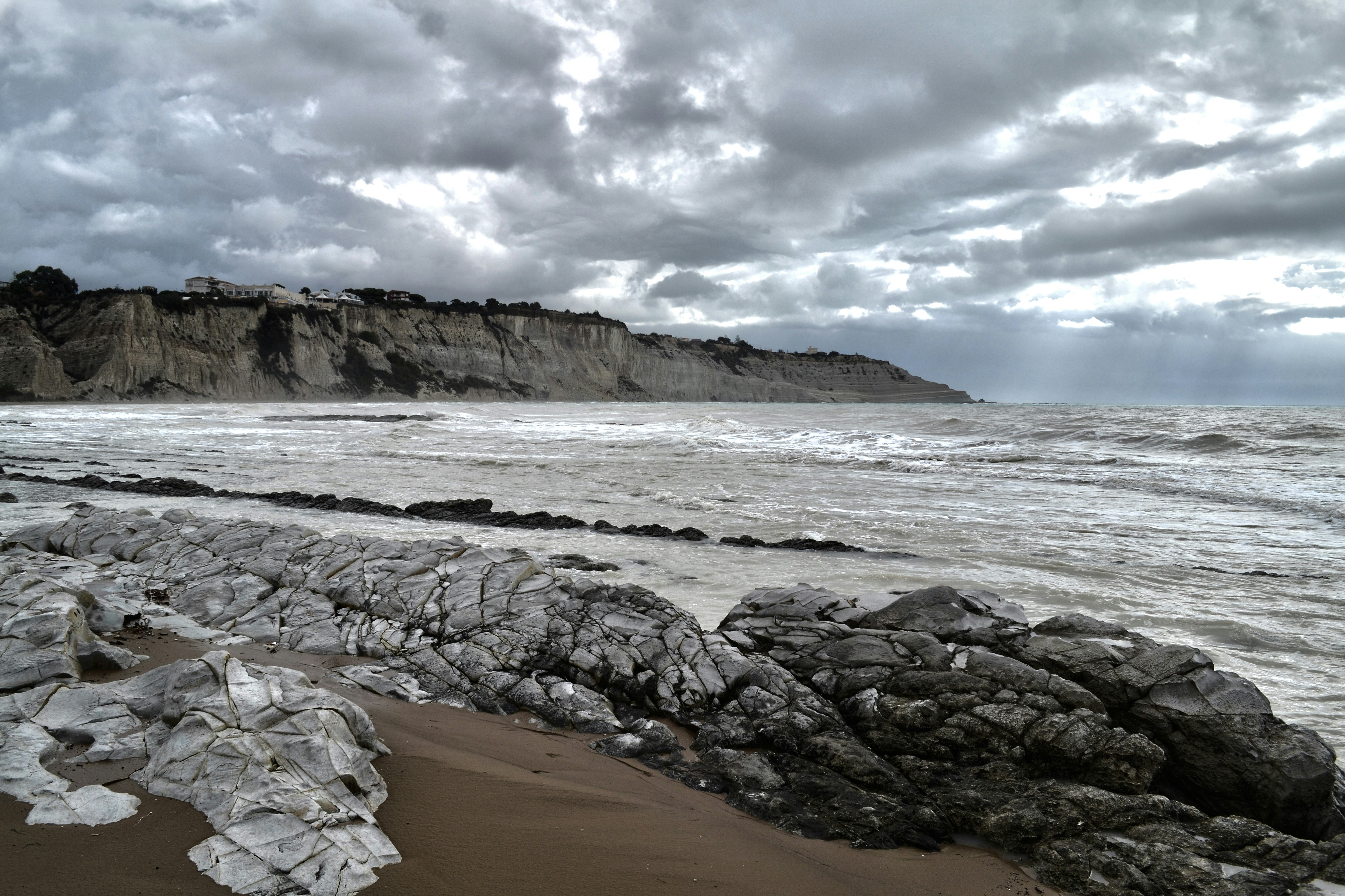 Cloudy Coastal Cliff Seascape