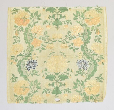 Vintage Floral Woven Textile Fragment