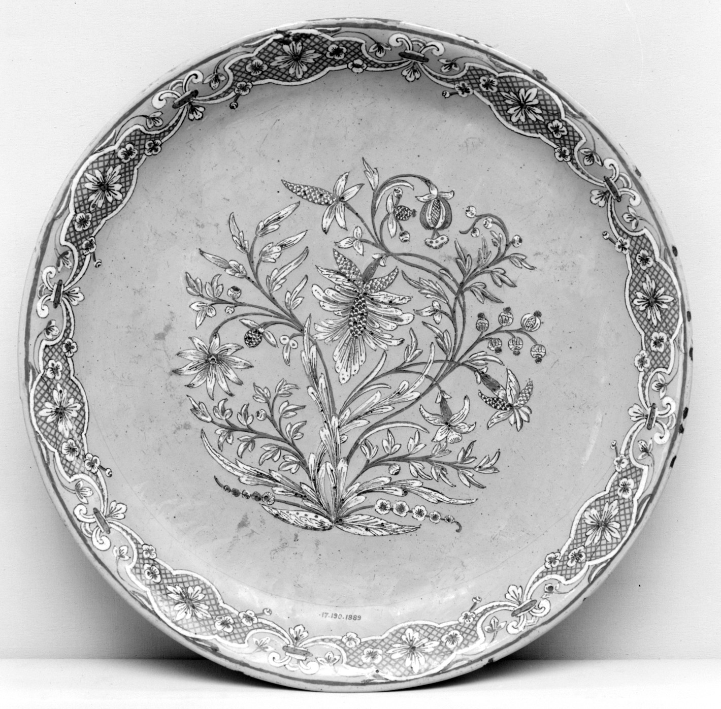 Antique Hand-painted Floral Ceramic Plate