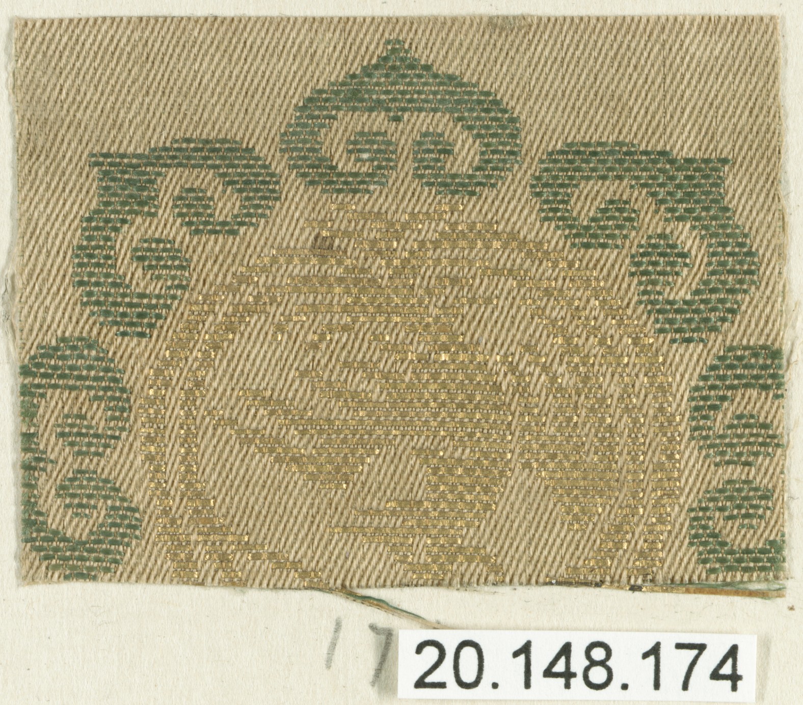 Green and Gold Woven Textile Sample