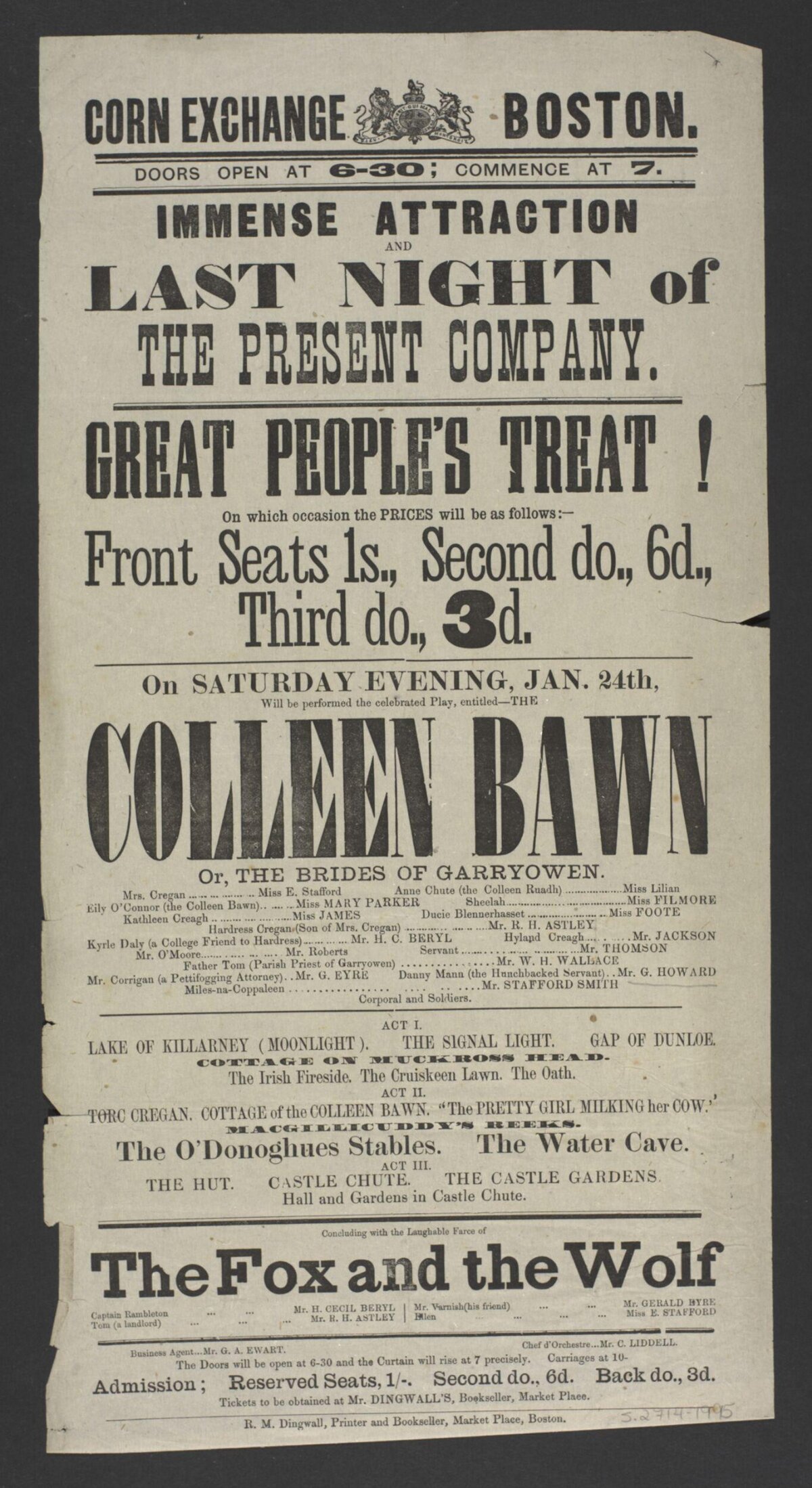 Vintage Colleen Bawn Theater Playbill