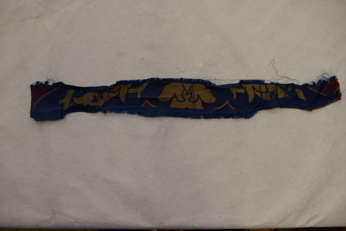 Ancient Blue Patterned Textile Fragment