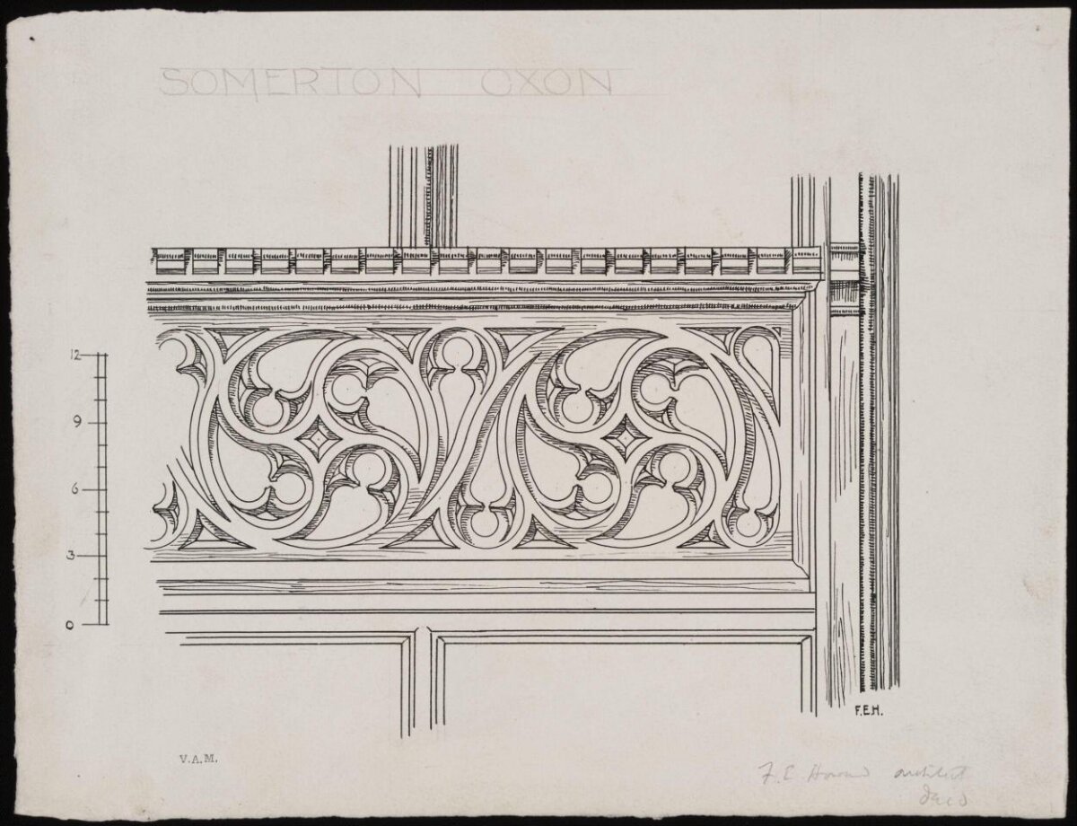 Gothic Carved Panel Architectural Drawing