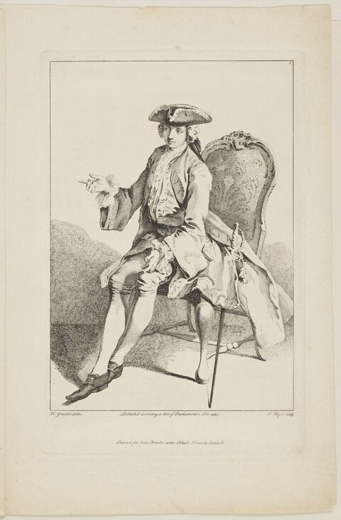 18th Century Seated Gentleman Engraving