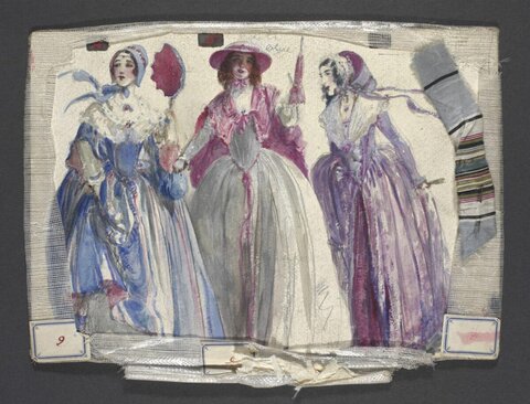 Costume Design Sketch of Three Women