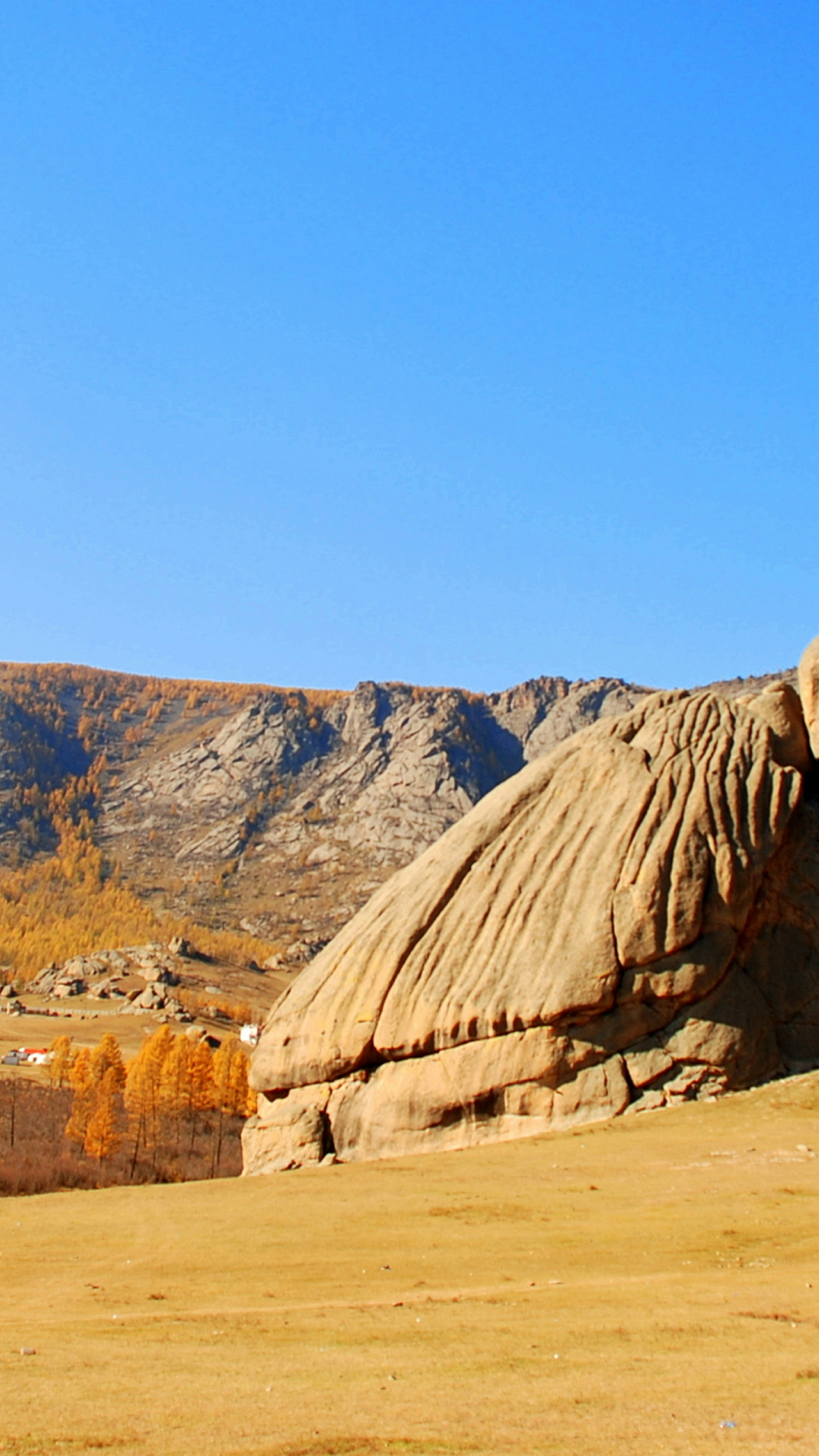 Giant Rock in Autumn Mountain Landscape