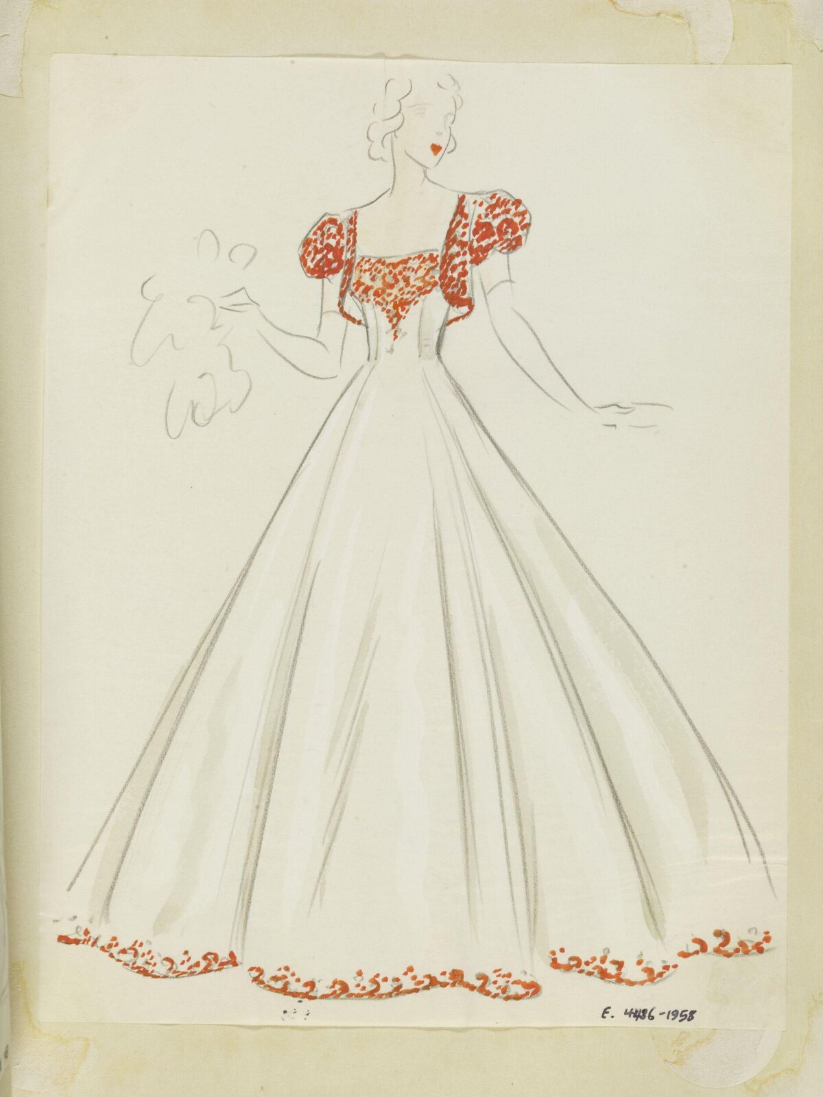 Vintage Evening Gown Fashion Sketch