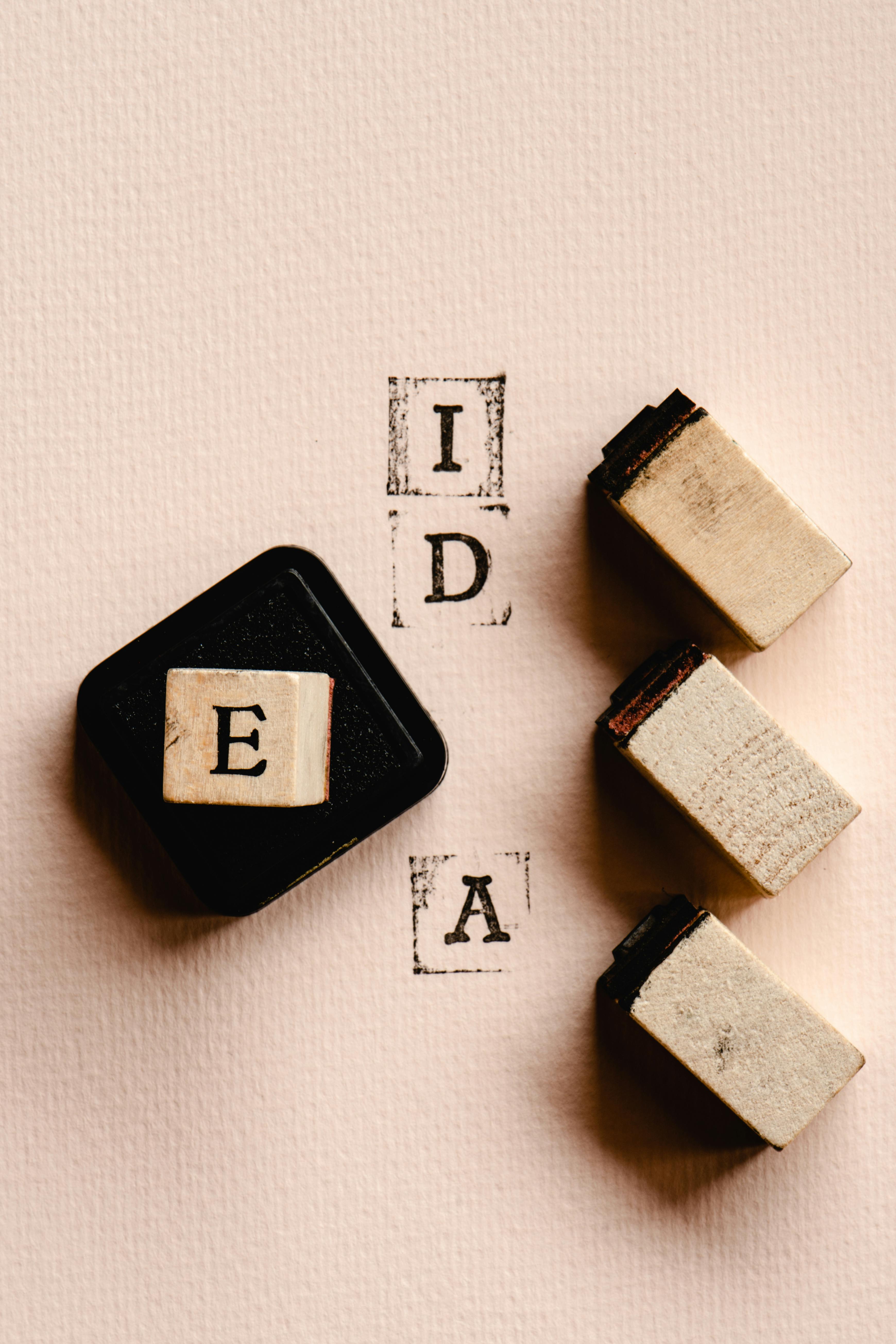 Wooden Letter Stamps Spelling IDEA