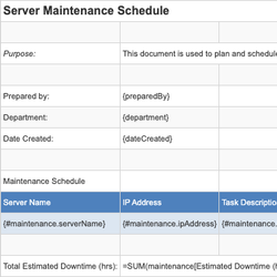 Server Maintenance Schedule