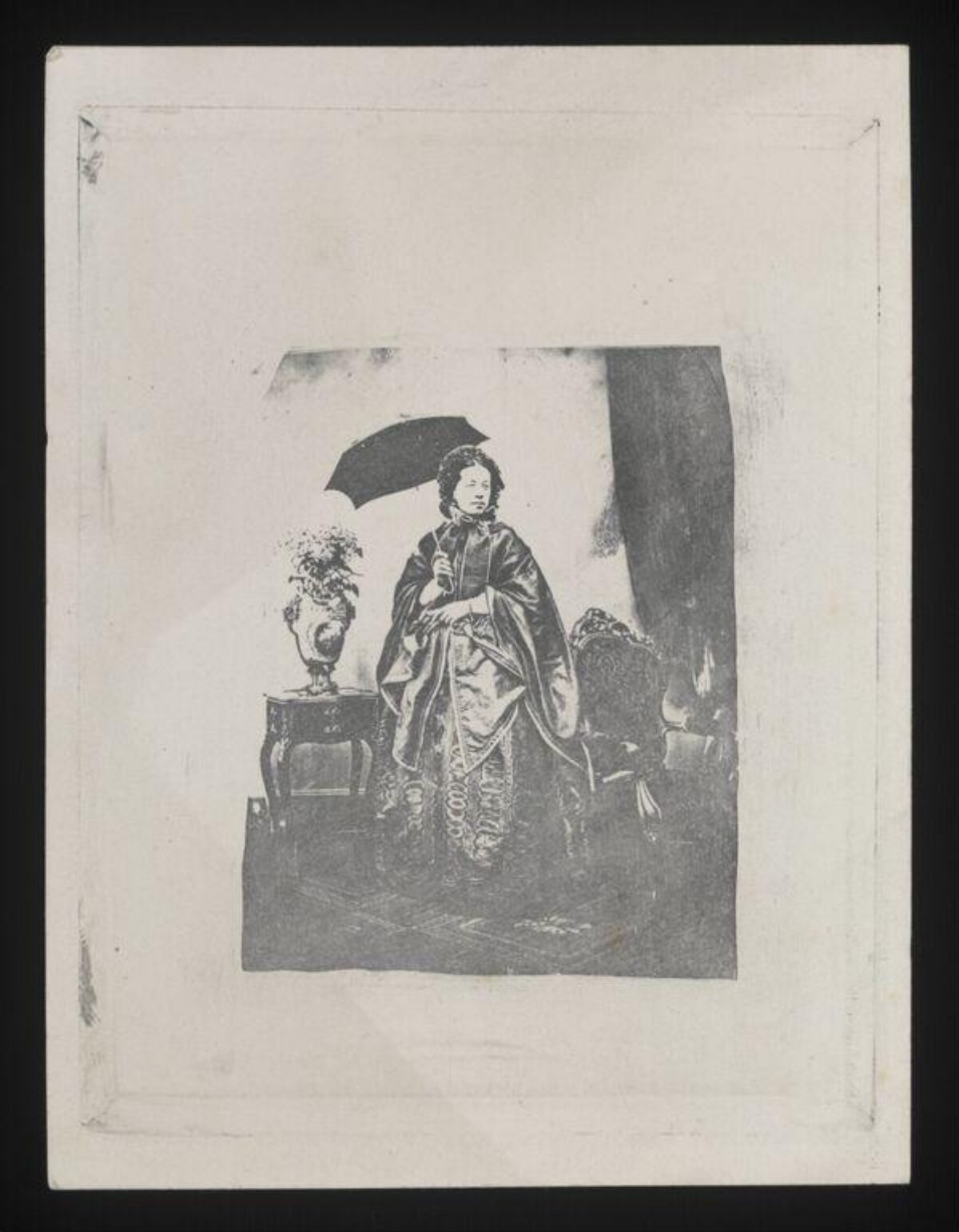 Vintage Portrait of Woman Holding Parasol