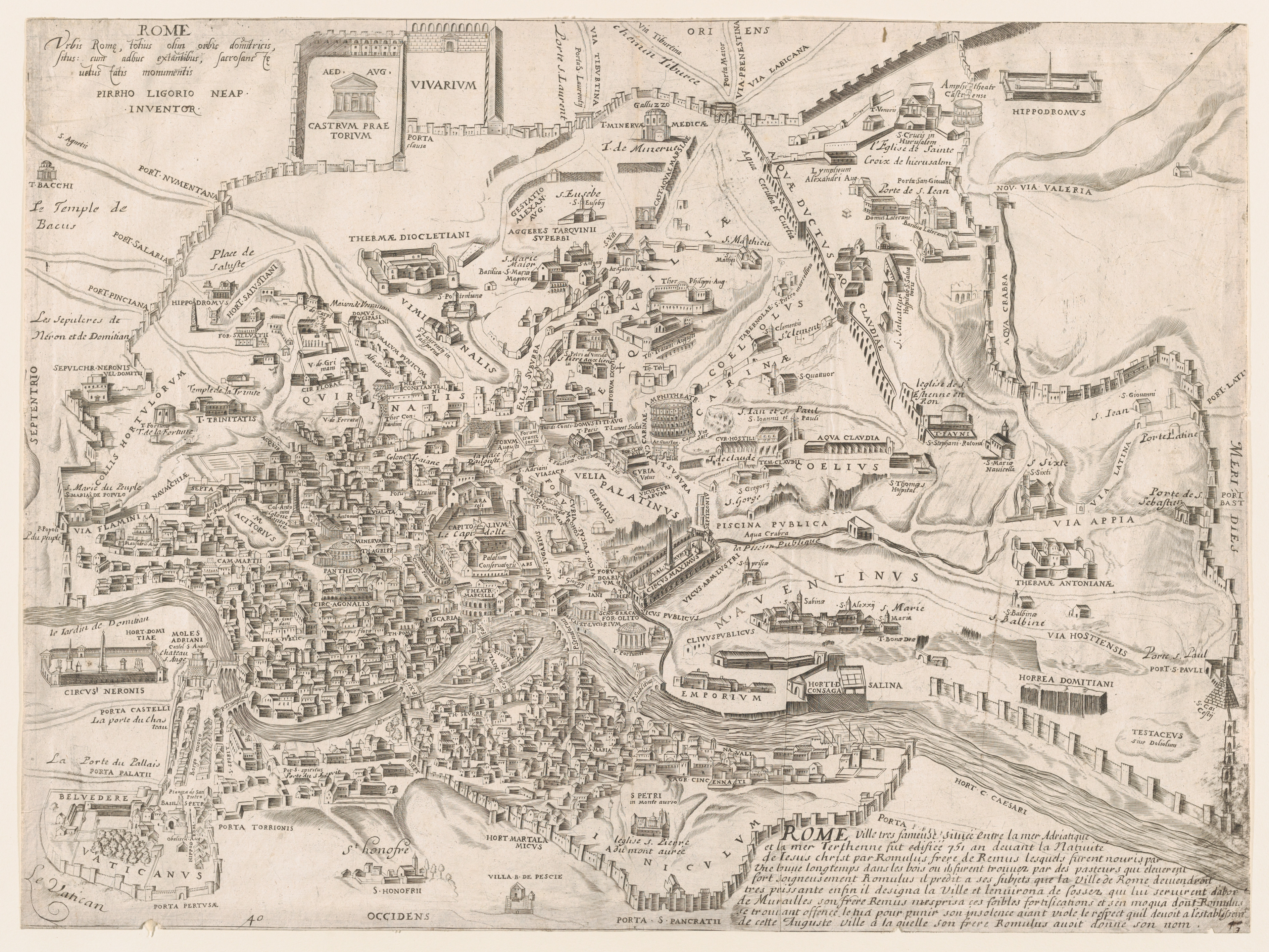Antique Engraved Map of Rome — Maps