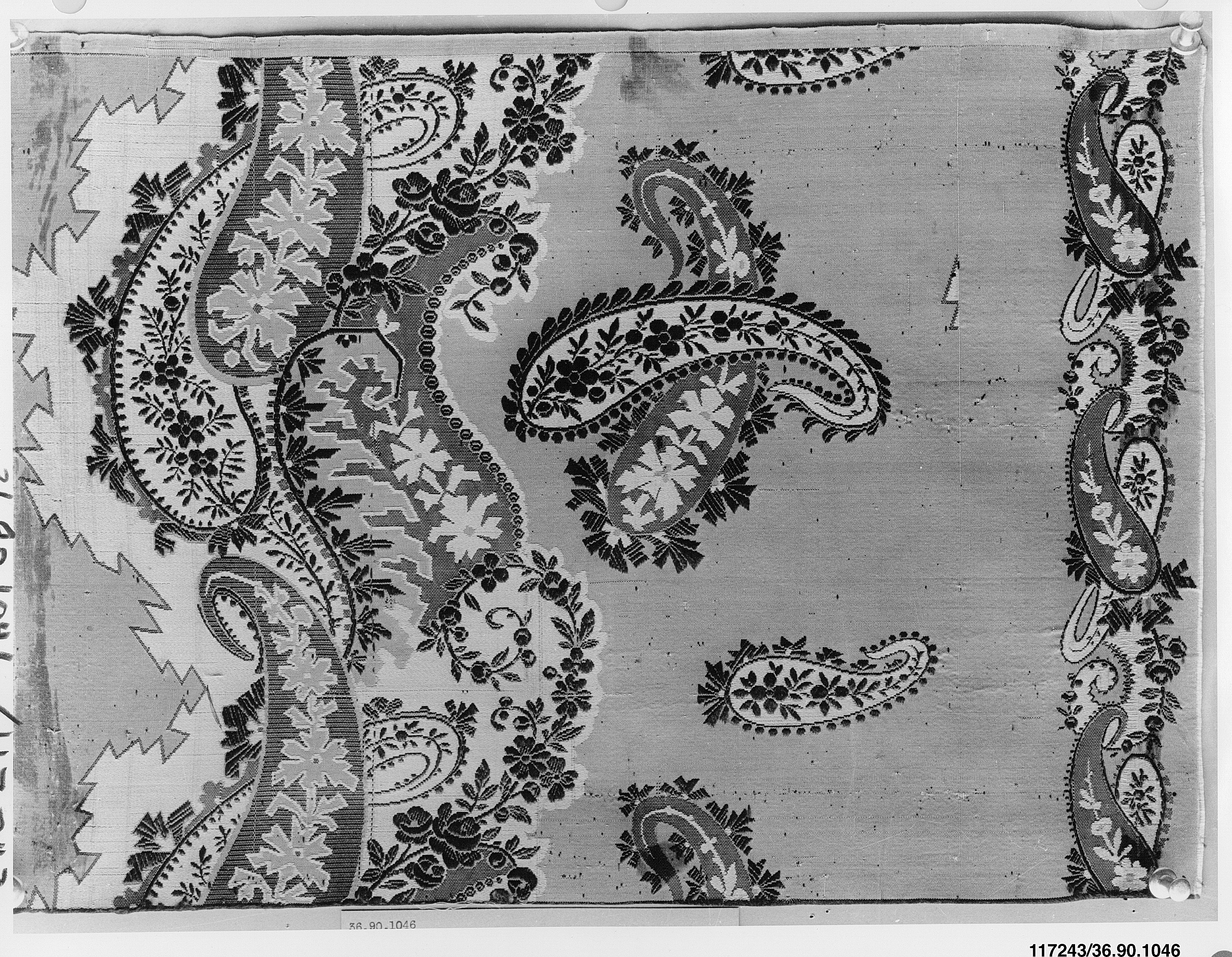 Antique Paisley Pattern Textile Fragment