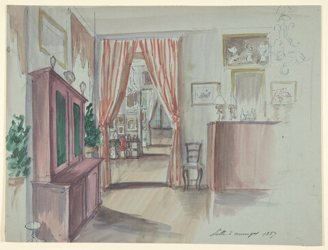 1857 Dining Room Watercolor Sketch