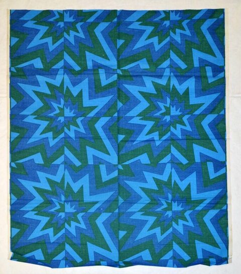 Blue Green Star Geometric Pattern Textile