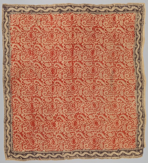 Vintage Red Floral Printed Textile