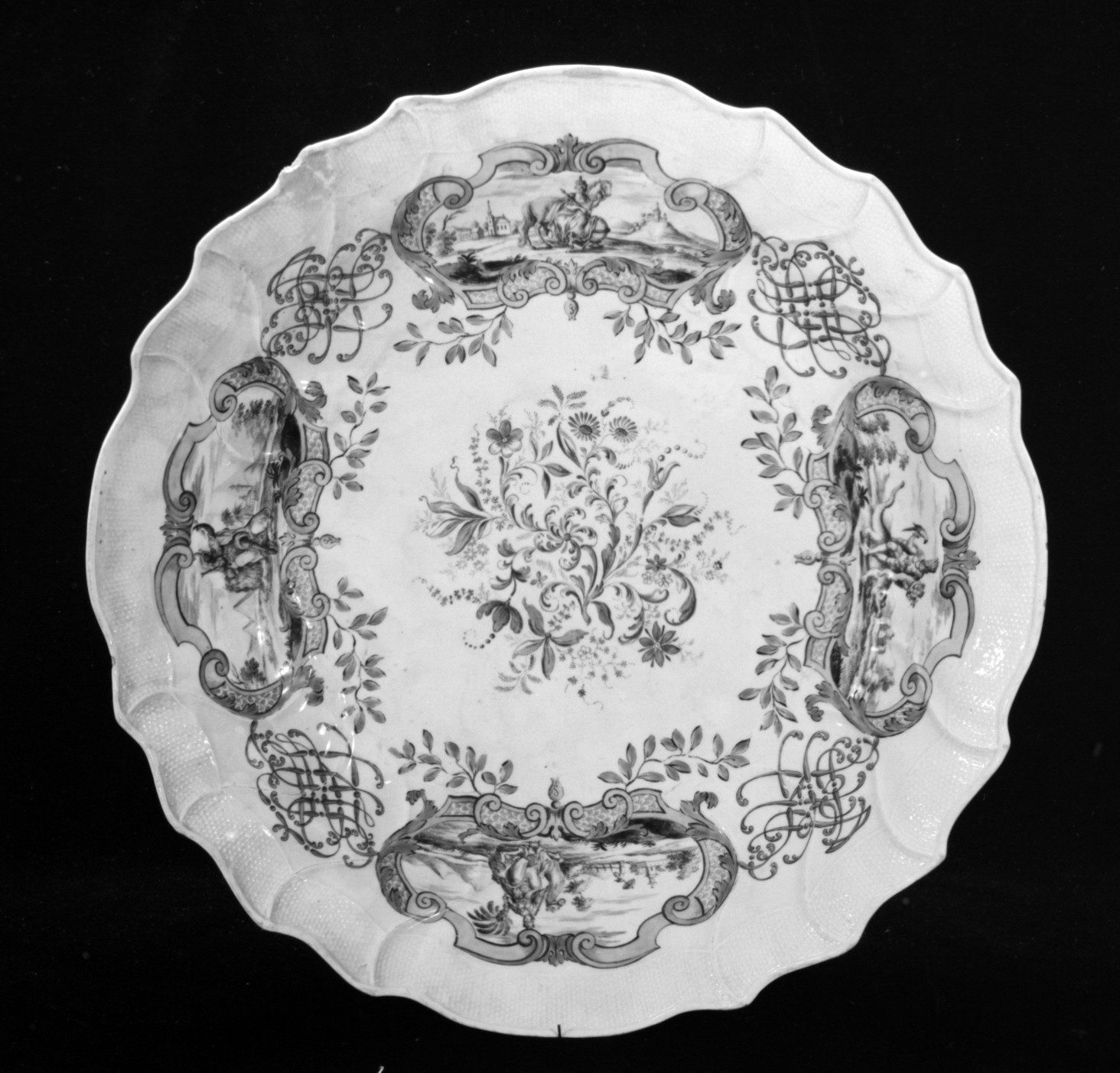 Monochrome Painted Porcelain Plate