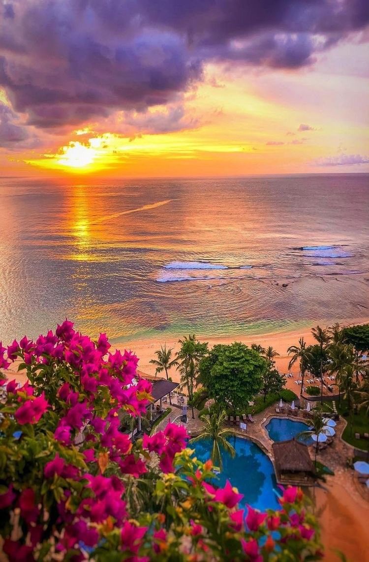 Tropical Beach Resort Sunset View