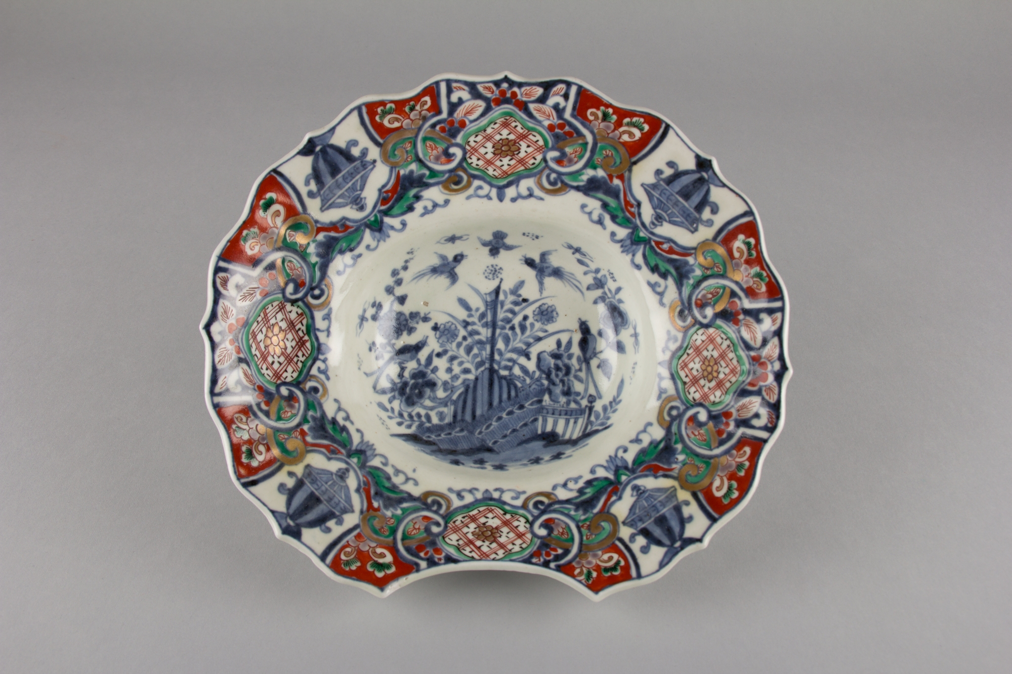 Floral Bird Pattern Painted Porcelain Bowl