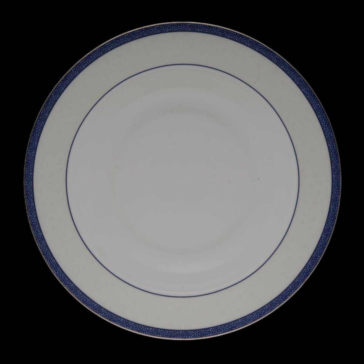 Blue Rimmed White Dinner Plate