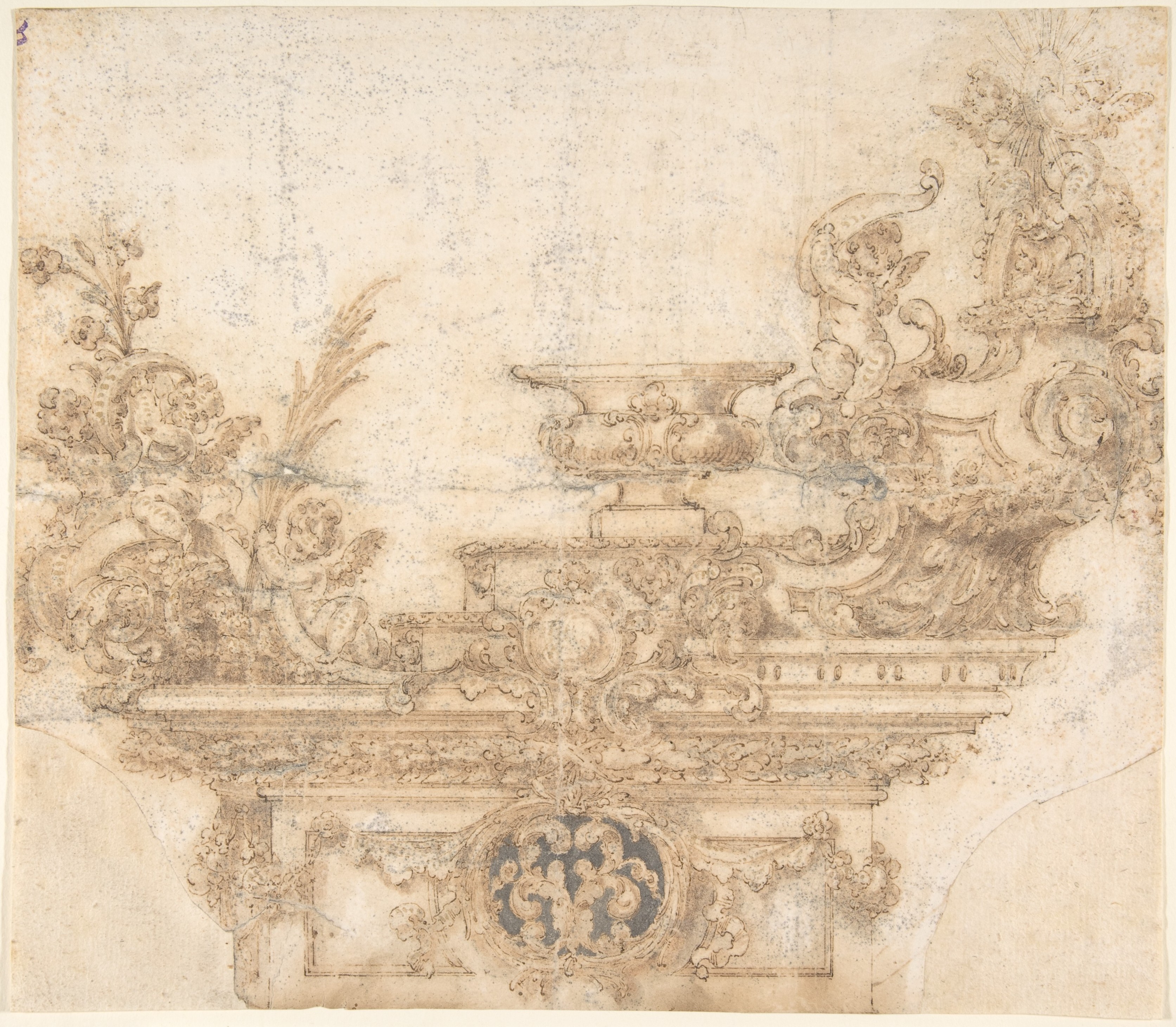 Ornate Fireplace Design Sketch