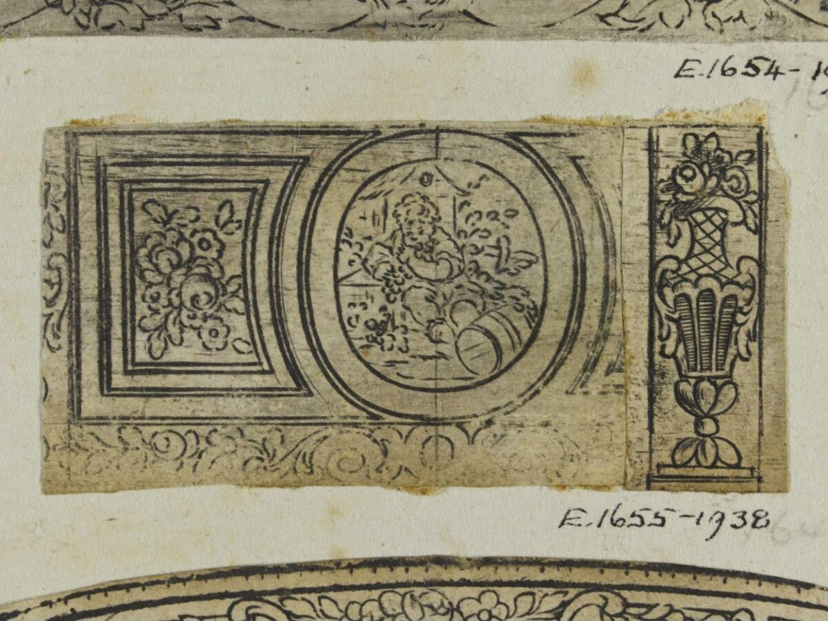 Decorative Initial O Ink Drawing