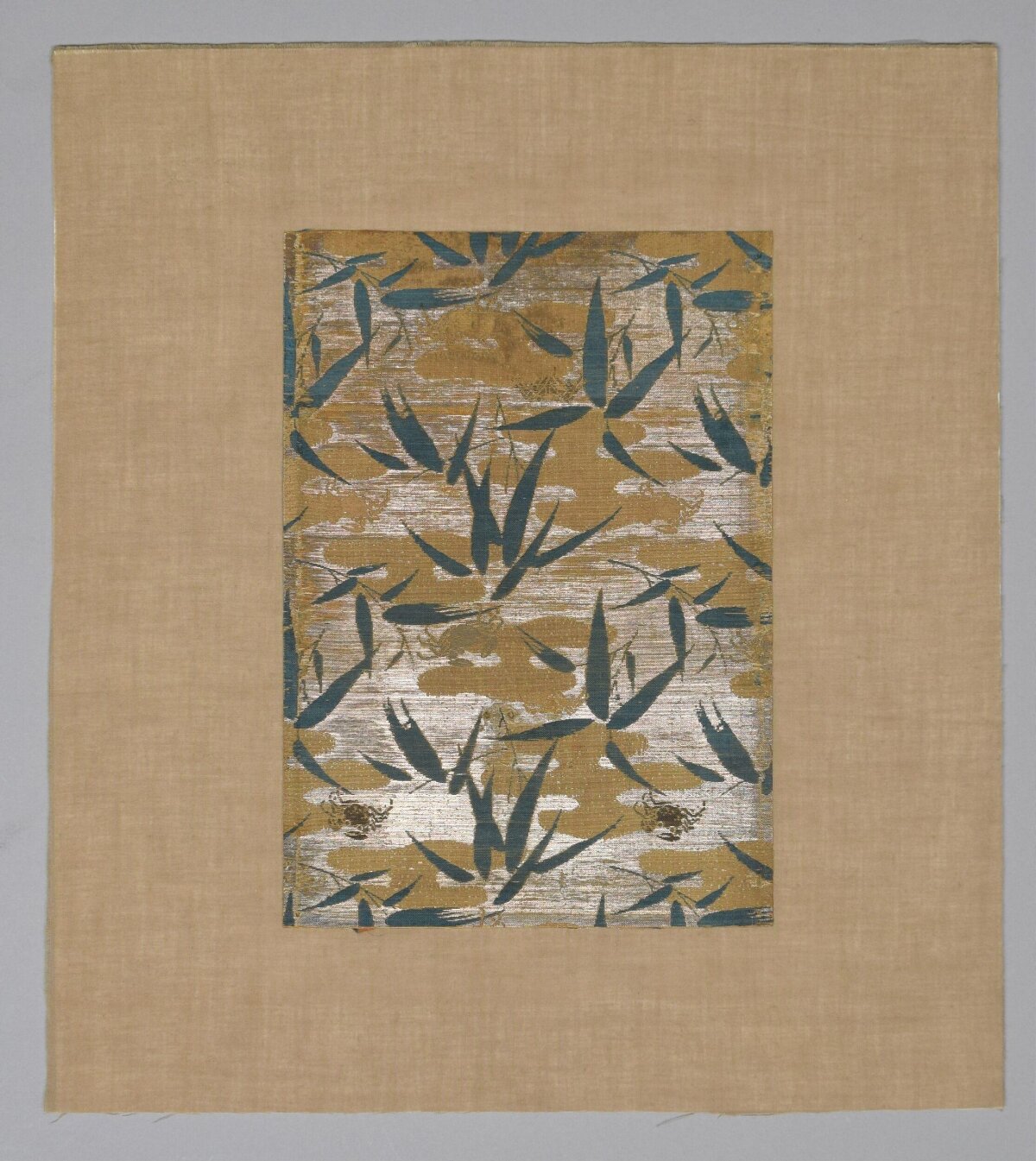 Mounted Bamboo Crab Pattern Silk Fragment
