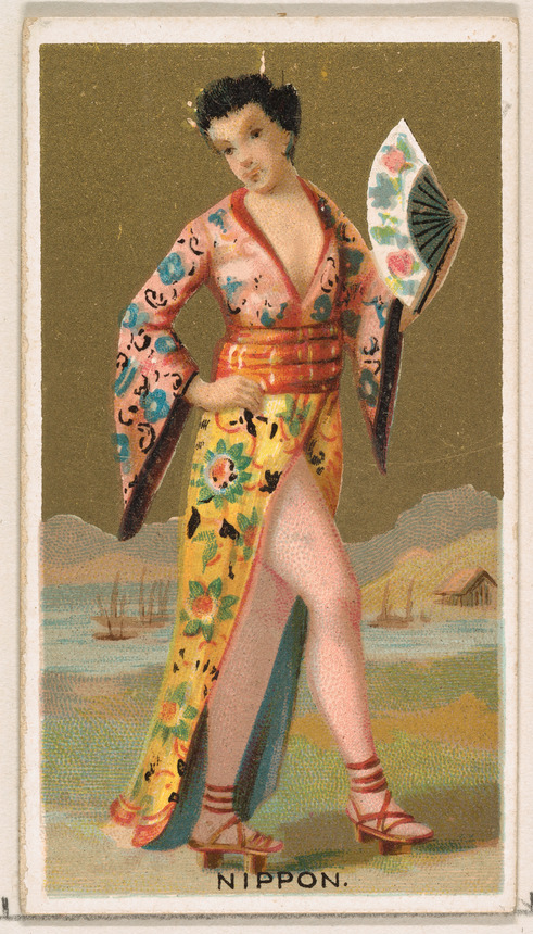 Vintage Nippon Woman in Kimono Illustration