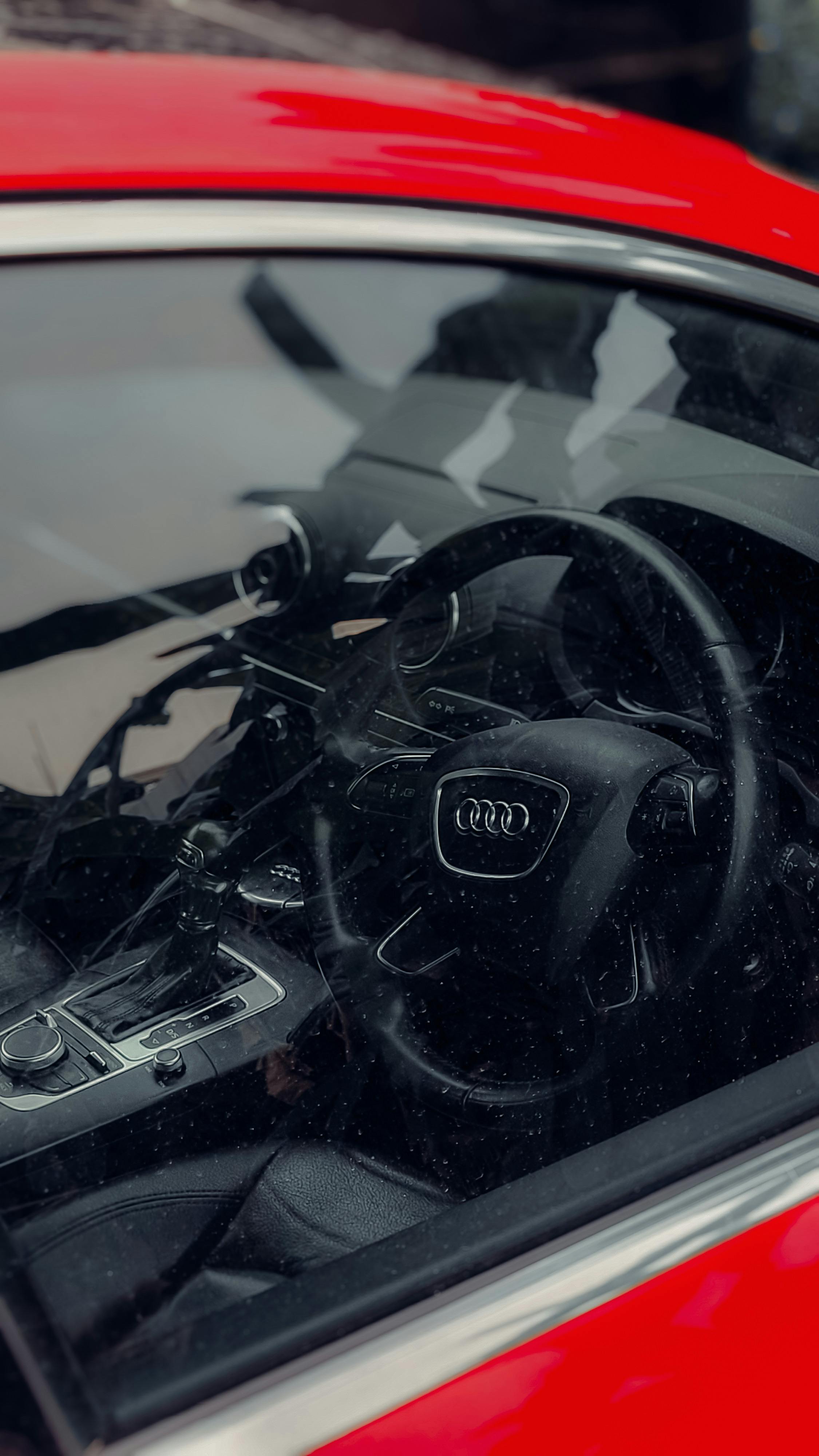Red Audi Car Interior View