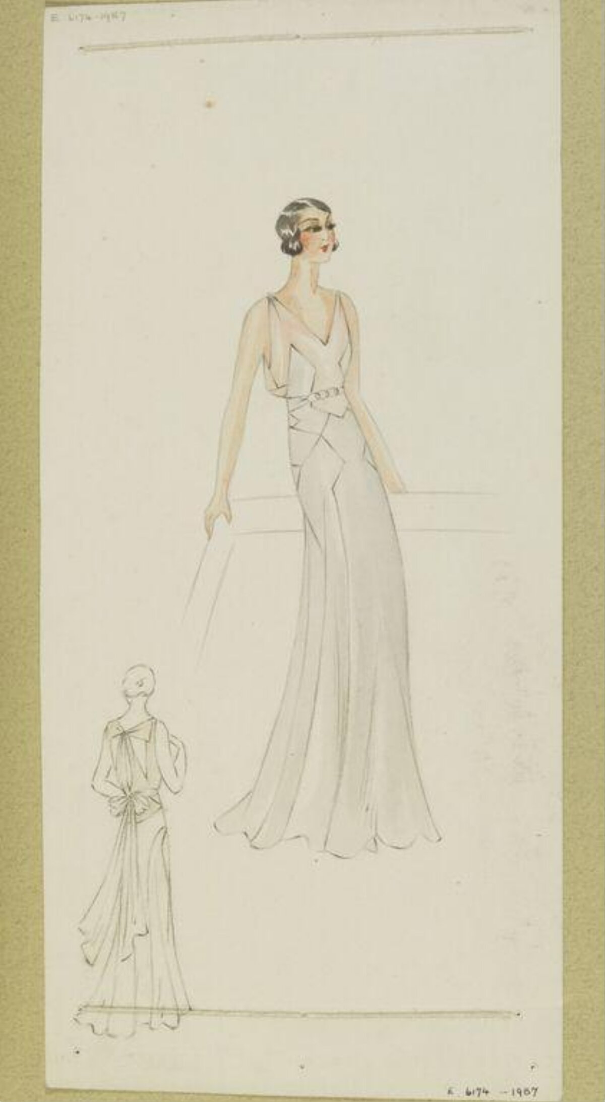 Vintage Evening Gown Fashion Sketch