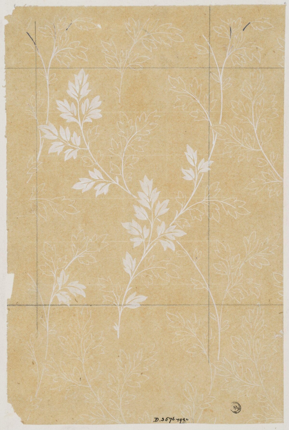 White Leaf Pattern Design on Kraft Paper