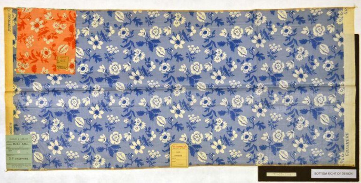 Vintage Blue Floral Textile Sample