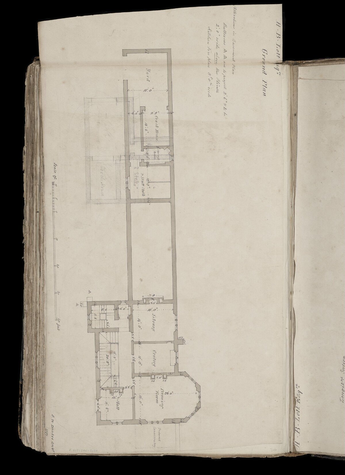 Antique Hand-Drawn Building Ground Plan