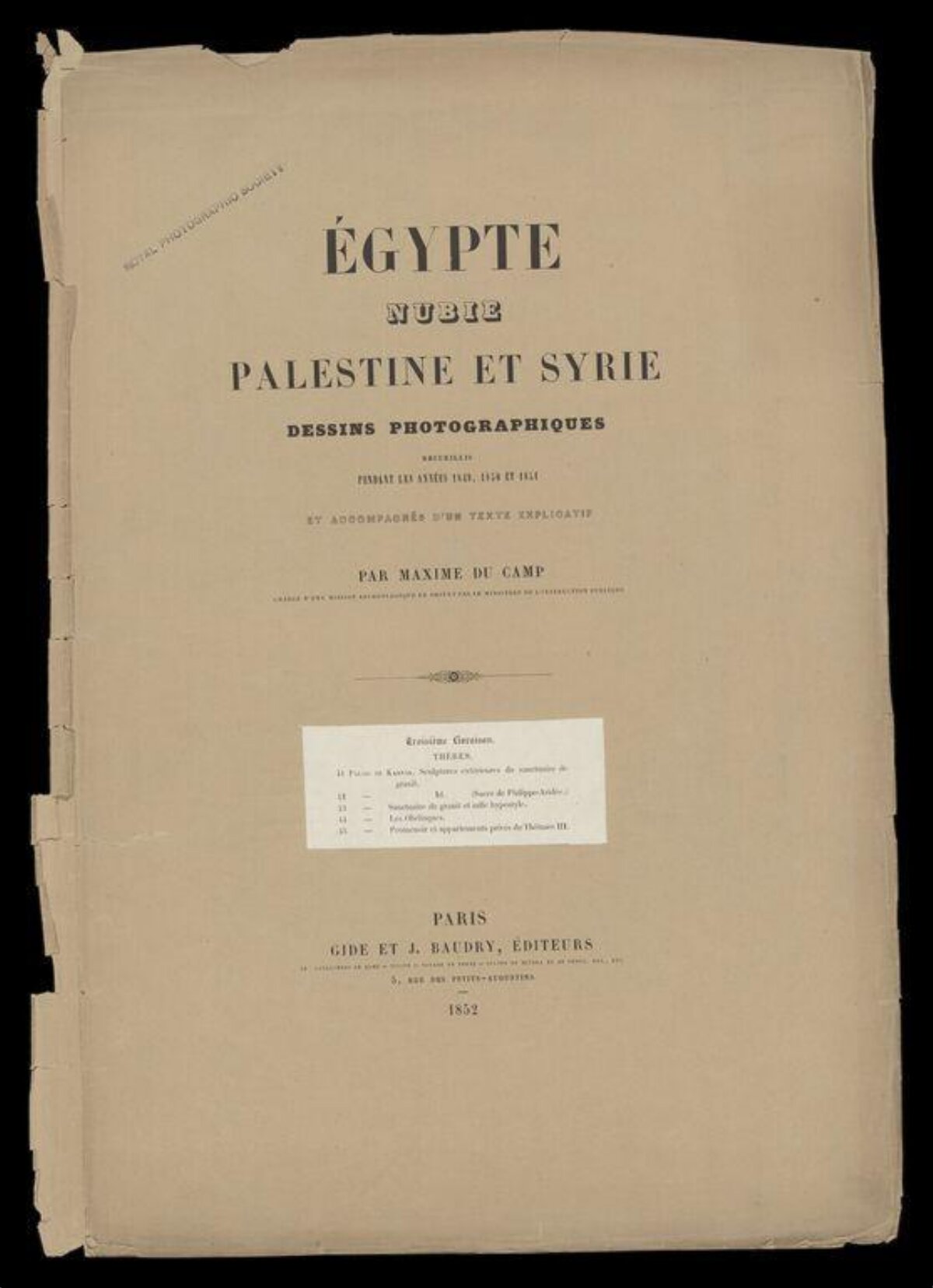1852 French Exploration Book Title Page