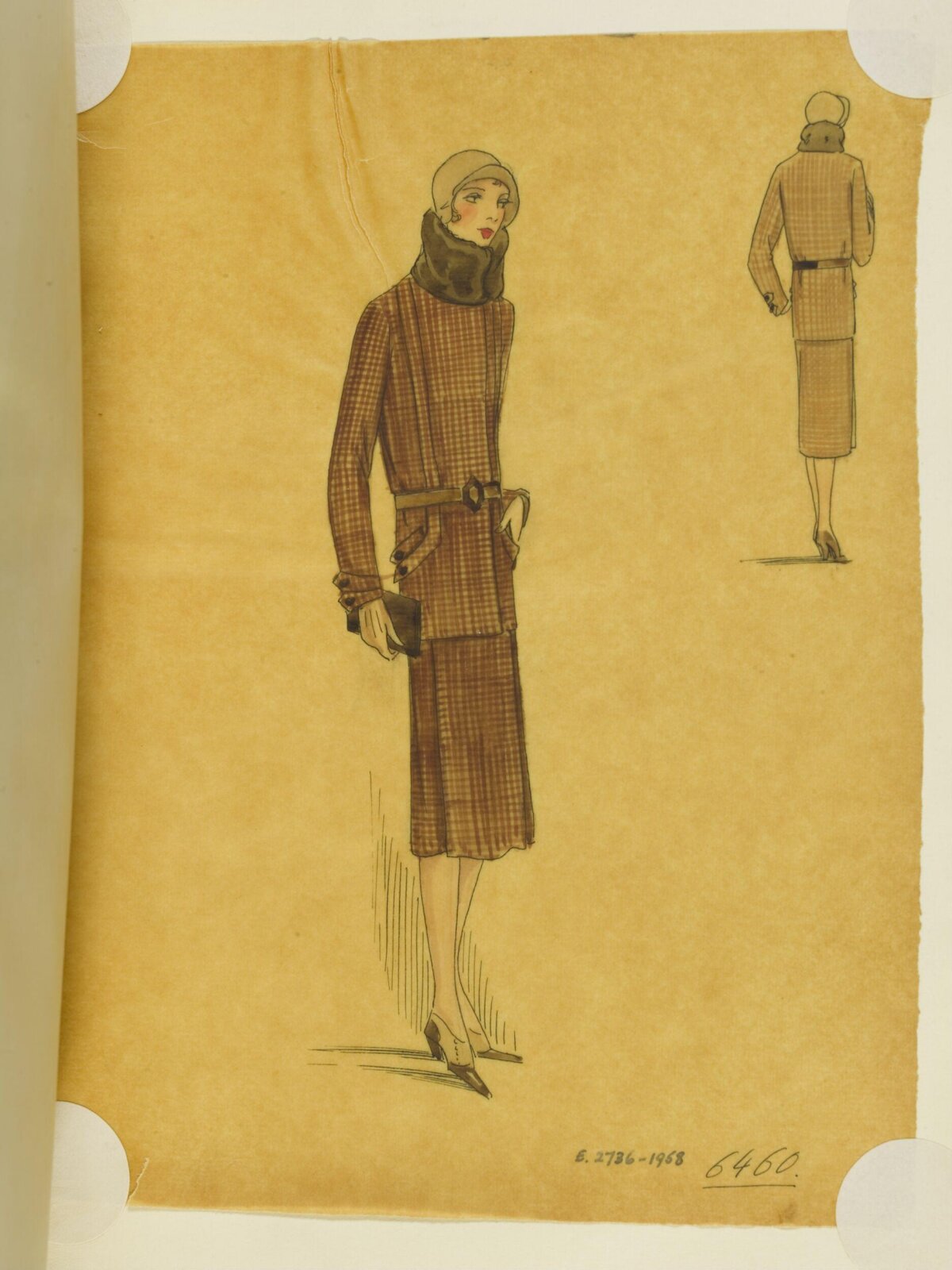 Vintage 1920s Checkered Suit Fashion Sketch