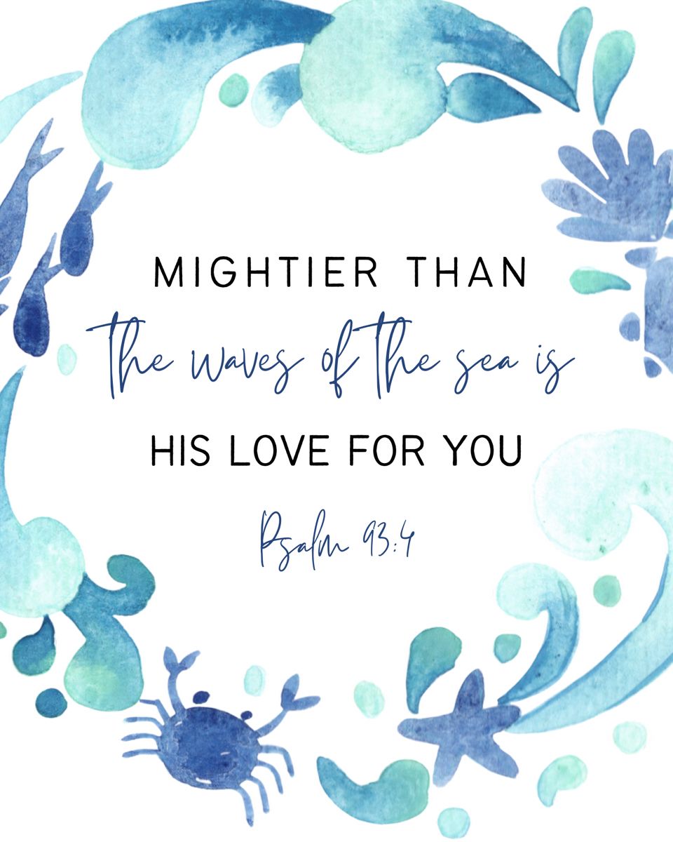 Ocean Themed Psalm 93:4 Verse Art
