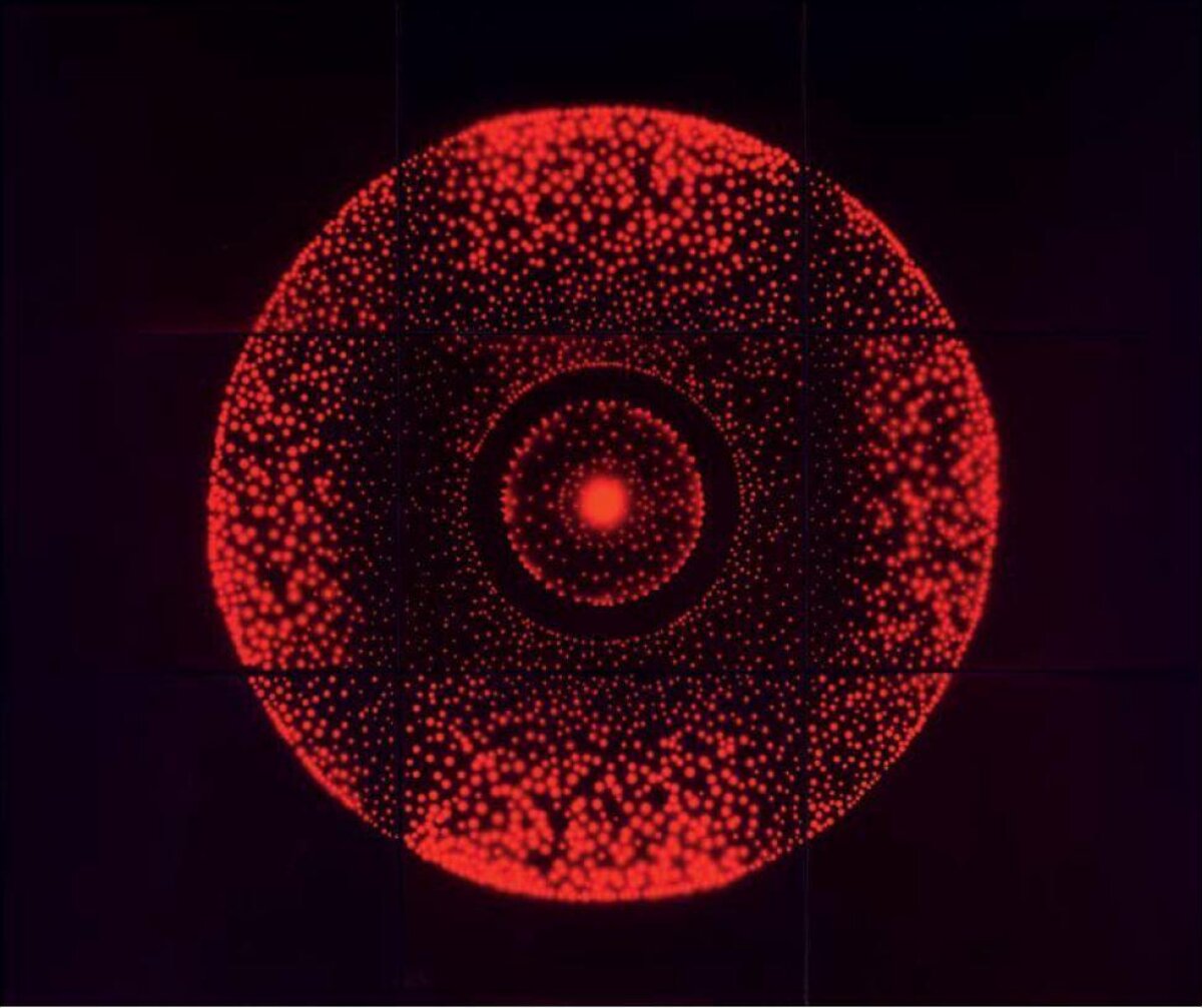 Glowing Red Concentric Dotted Pattern