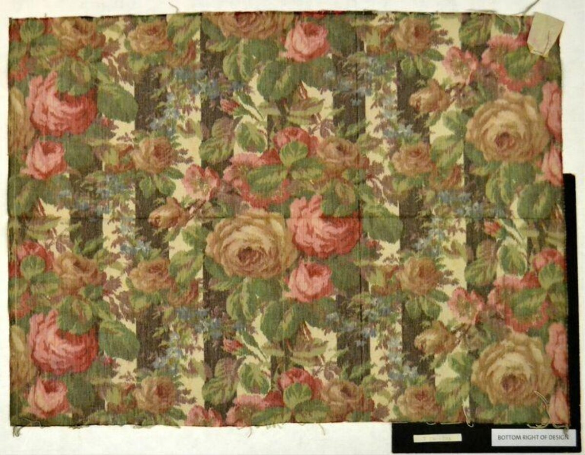 Vintage Rose Pattern Fabric Sample