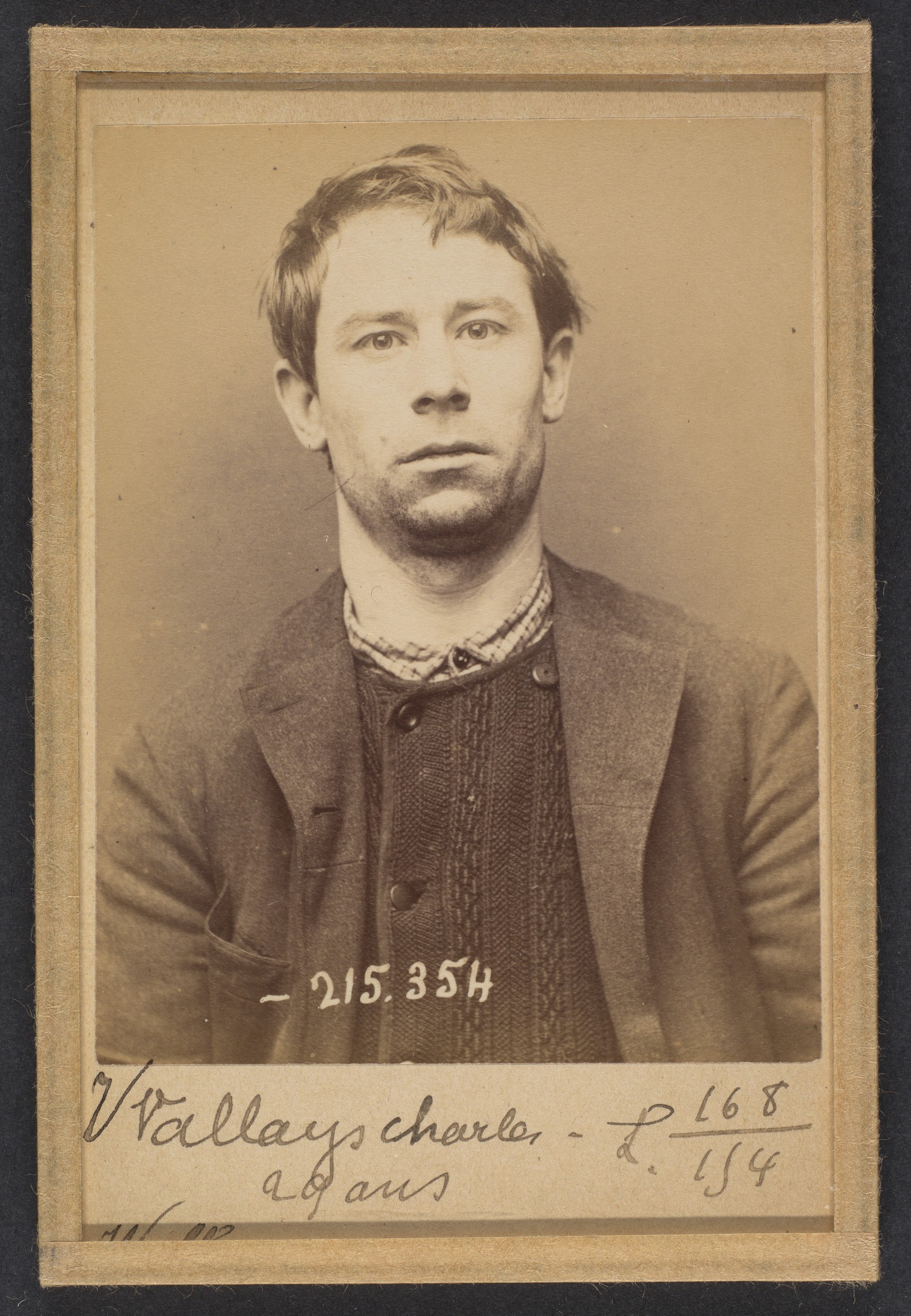 Vintage Mugshot of Charles Vallays