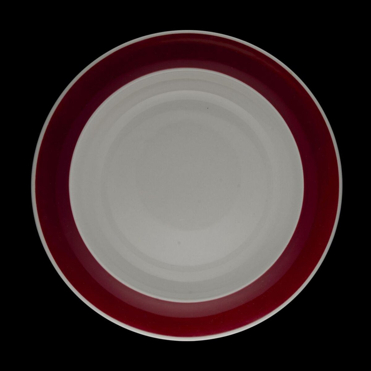 Red Rimmed White Ceramic Plate
