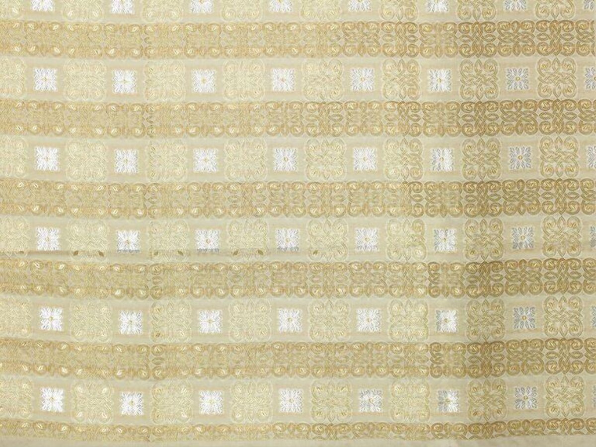 Golden Embroidered Patterned Fabric