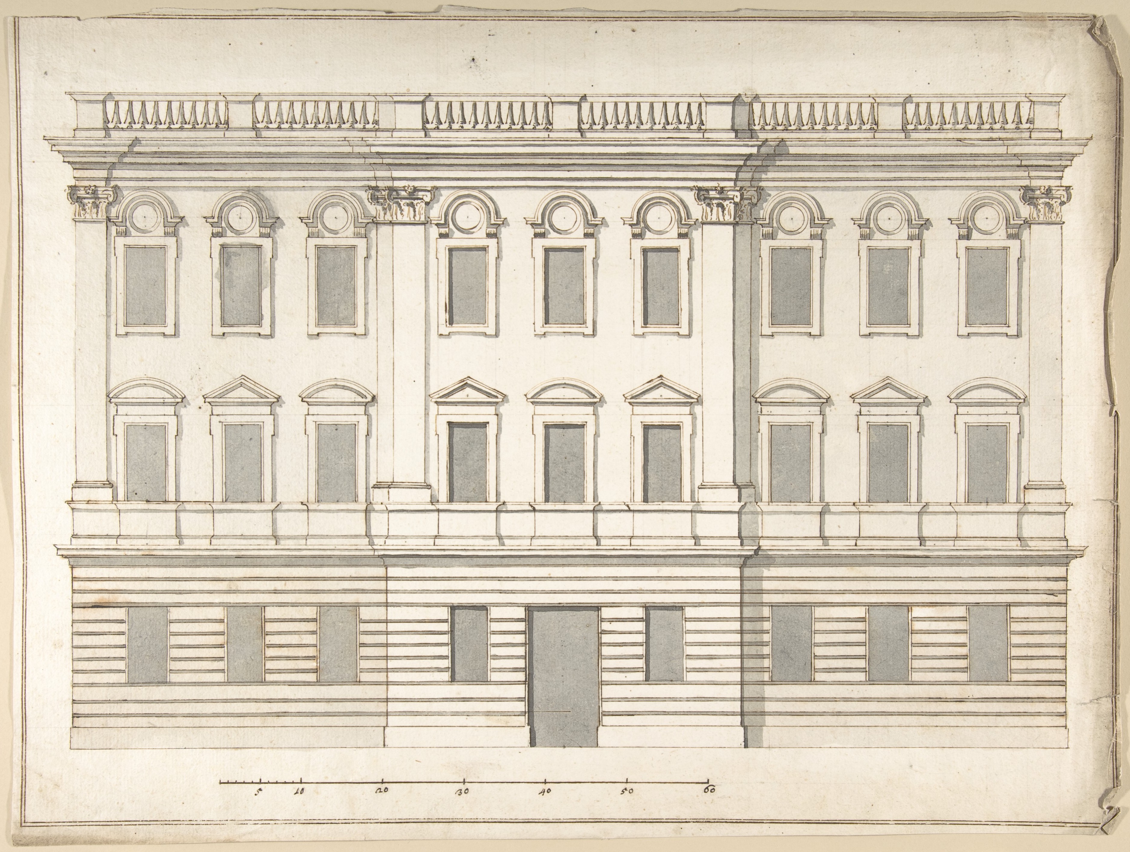 Classical Building Facade Drawing