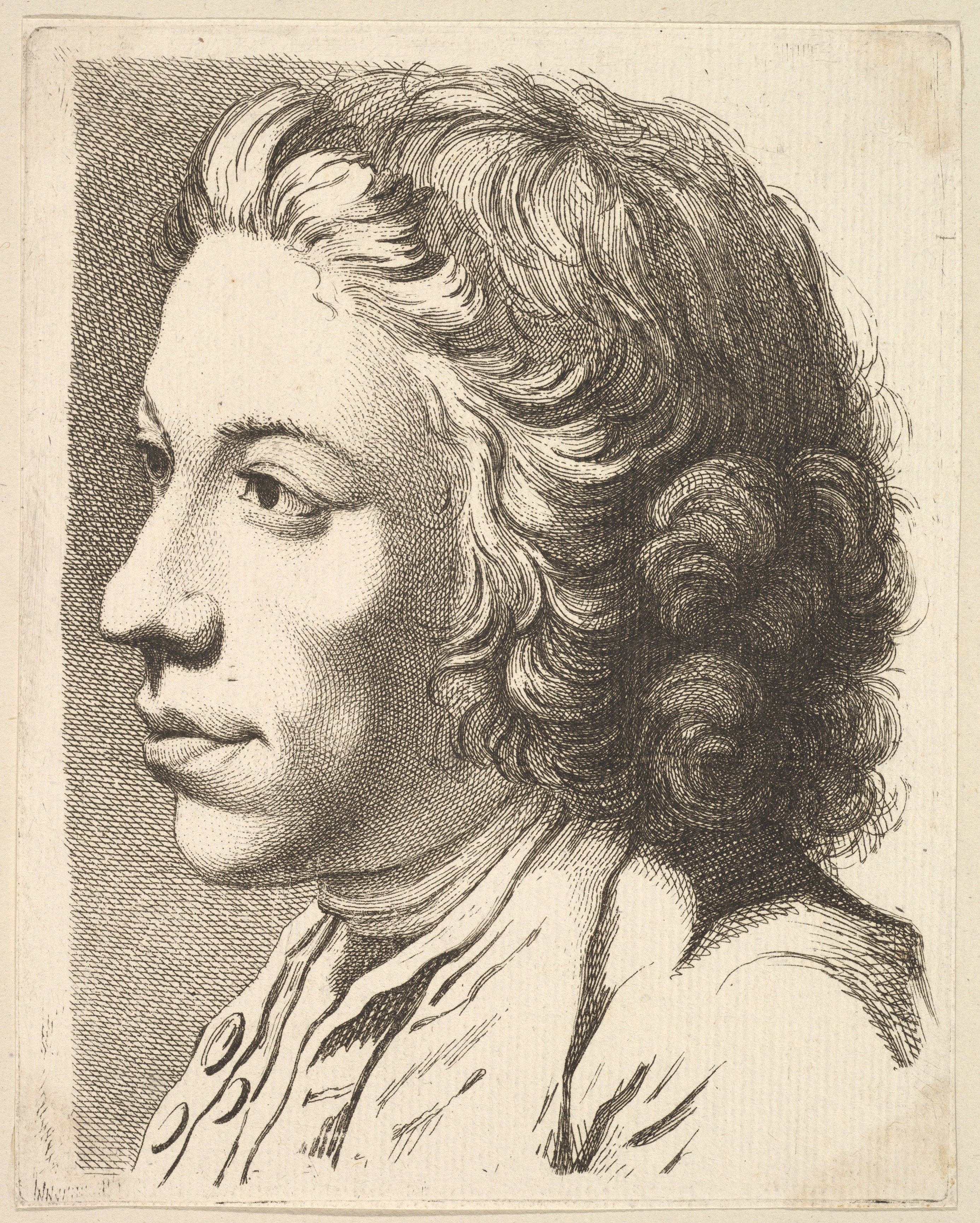 Etching Portrait of Man in Profile