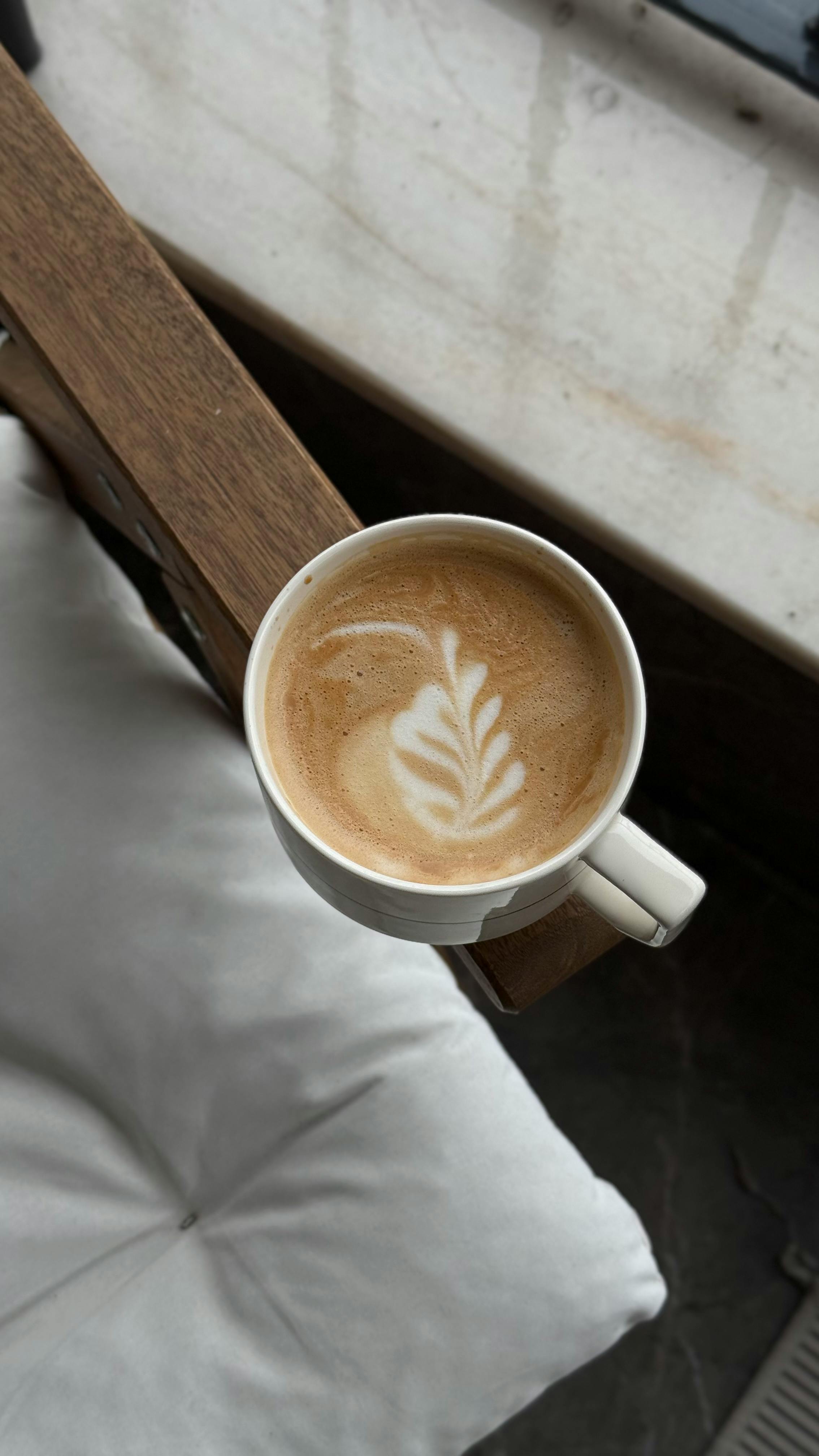 Cup of Latte with Leaf Art
